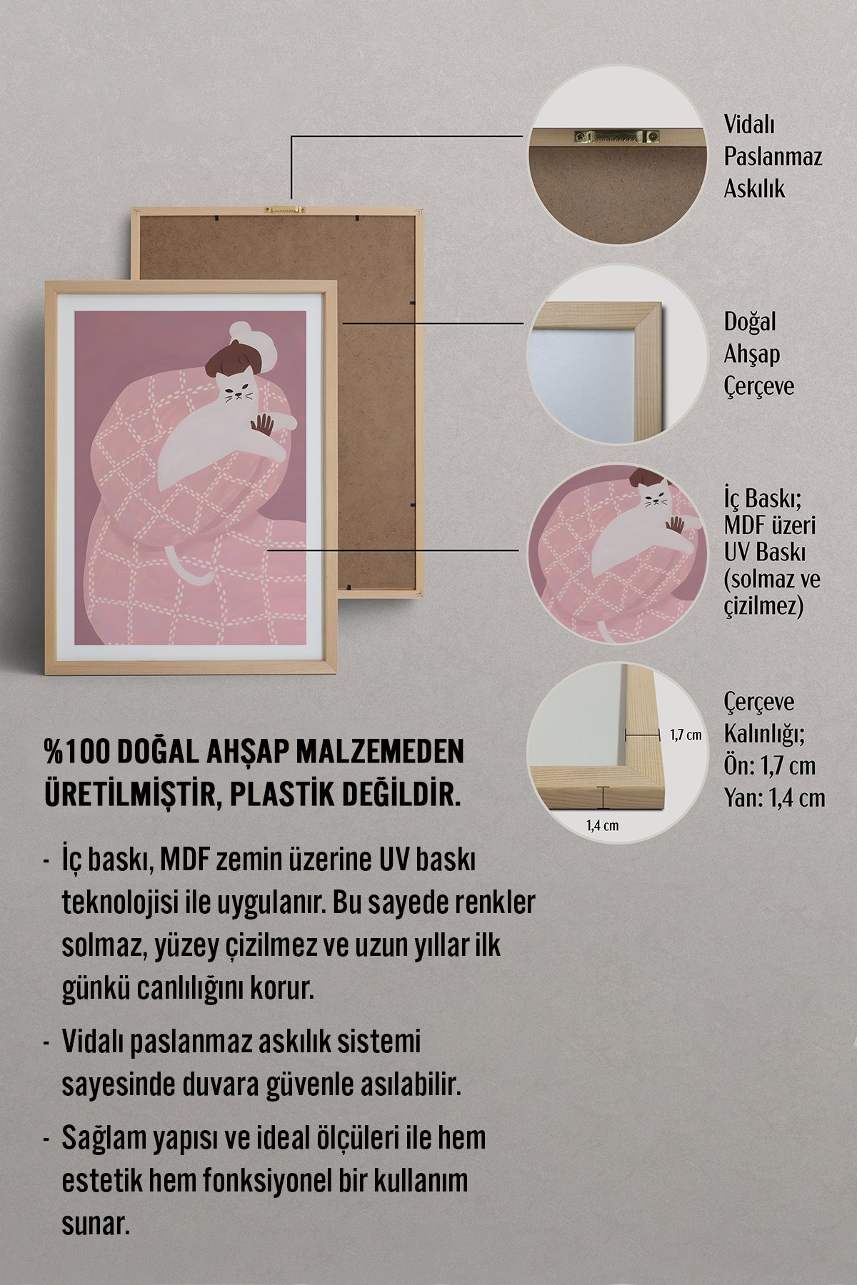 HOMEPACK Ahşap Çerçeveli Tablo Çerçeveli Poster Sanatsal Modern Duvar Dekoru BEK-8395