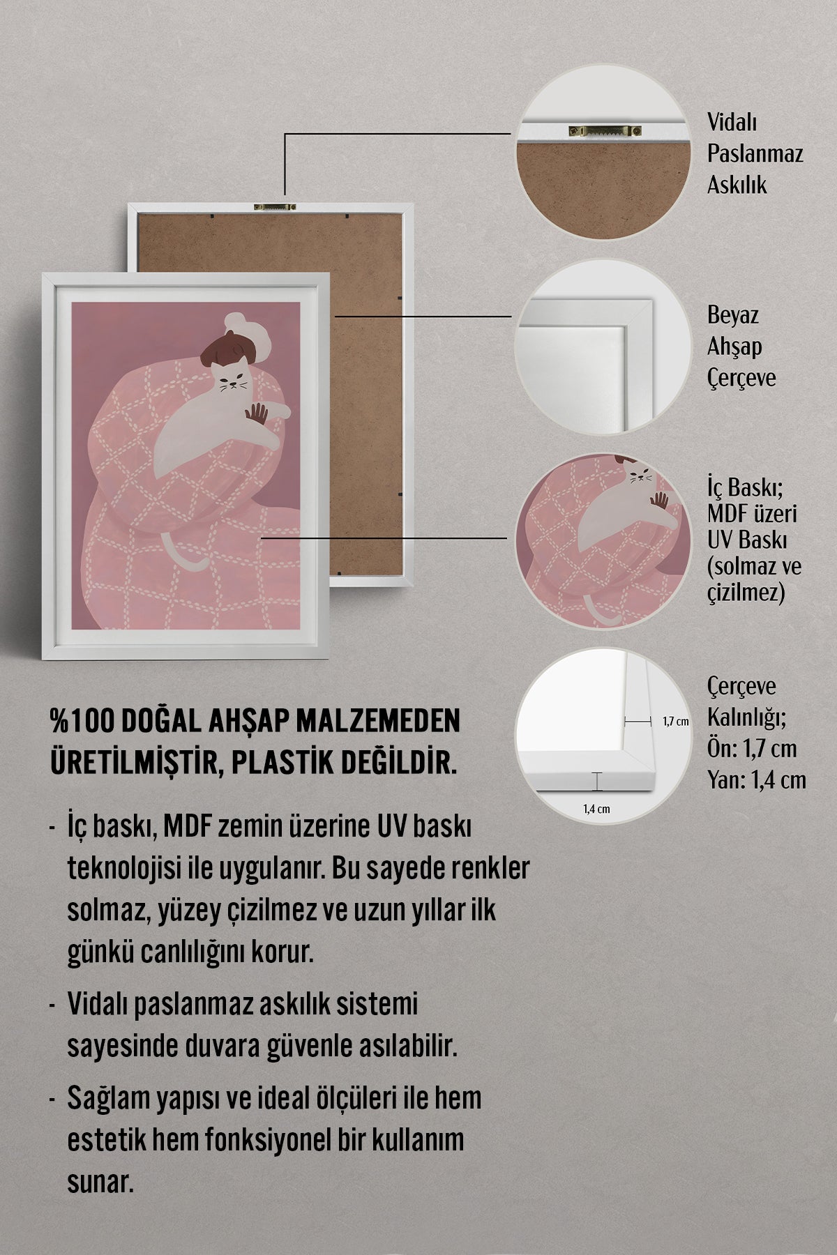 HOMEPACK Ahşap Çerçeveli Tablo Çerçeveli Poster Sanatsal Modern Duvar Dekoru BEK-8395