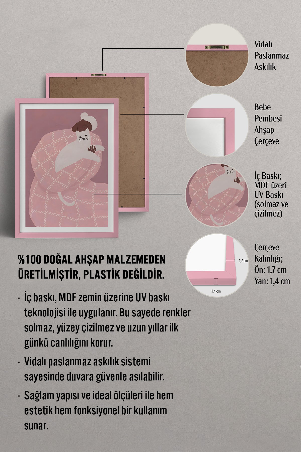 HOMEPACK Ahşap Çerçeveli Tablo Çerçeveli Poster Sanatsal Modern Duvar Dekoru BEK-8395