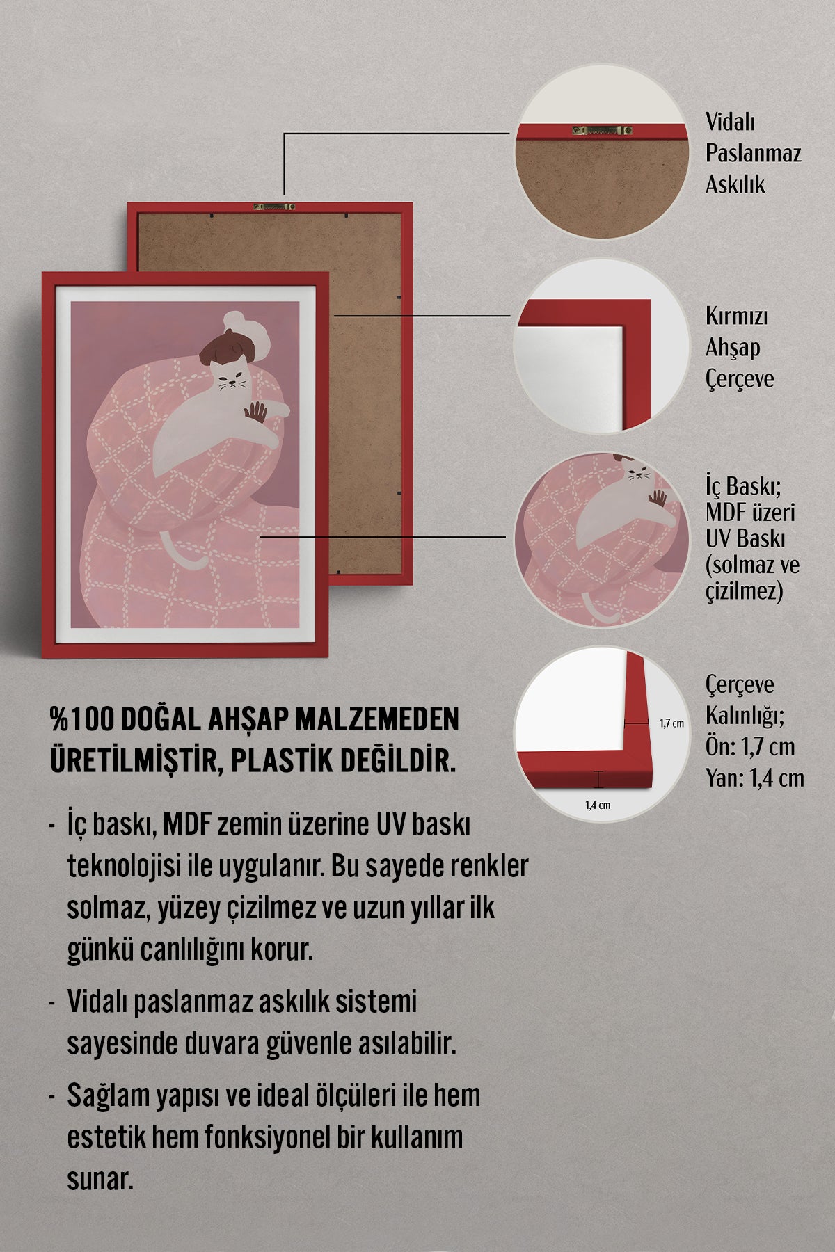 HOMEPACK Ahşap Çerçeveli Tablo Çerçeveli Poster Sanatsal Modern Duvar Dekoru BEK-8395