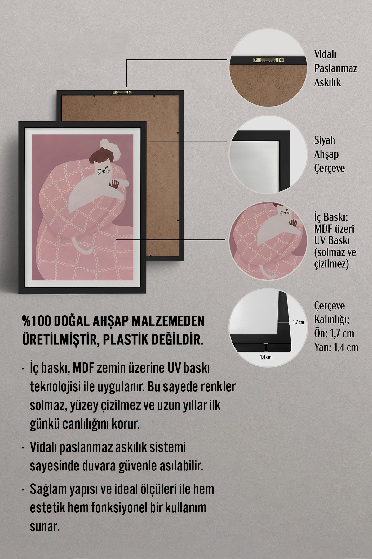 HOMEPACK Ahşap Çerçeveli Tablo Çerçeveli Poster Sanatsal Modern Duvar Dekoru BEK-8395