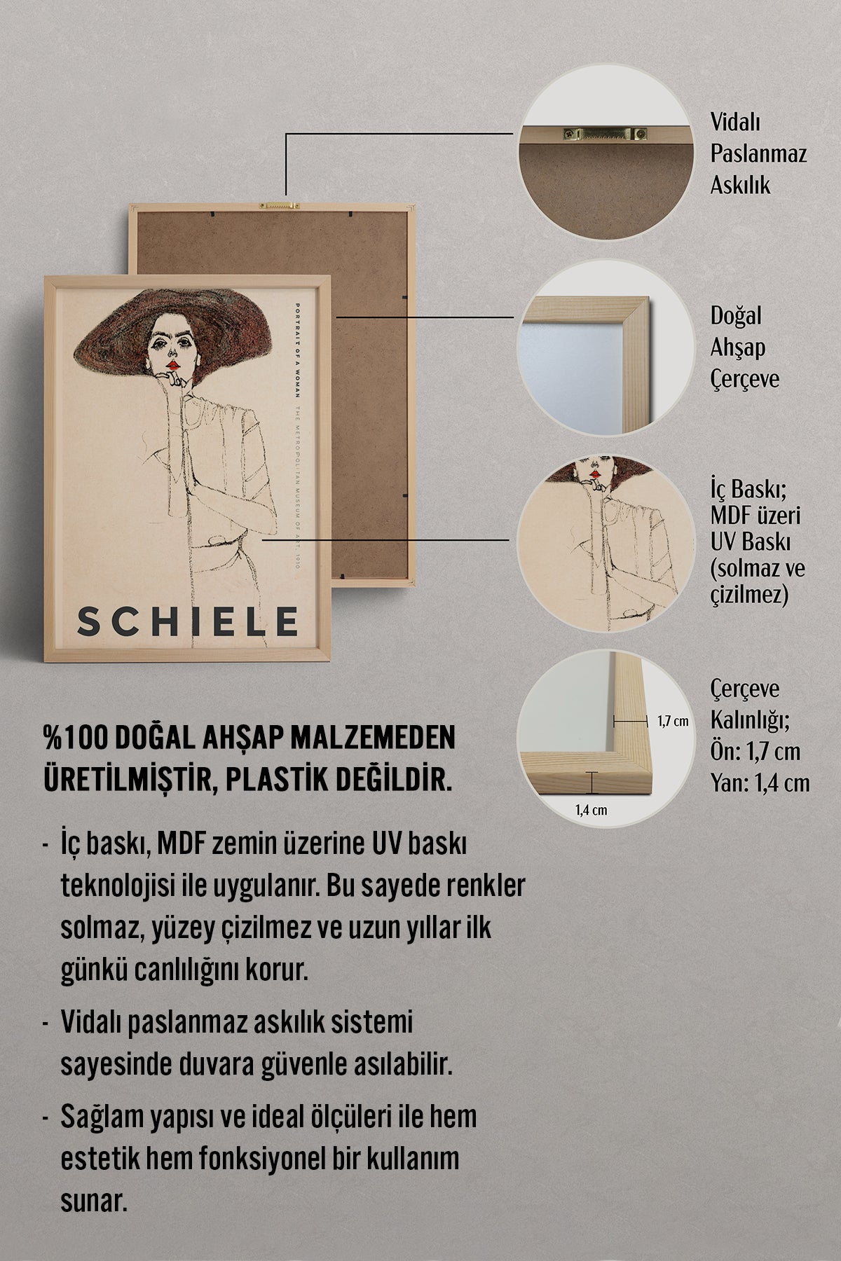 HOMEPACK Ahşap Çerçeveli Tablo Çerçeveli Poster Sanatsal Modern Duvar Dekoru BEK-8397