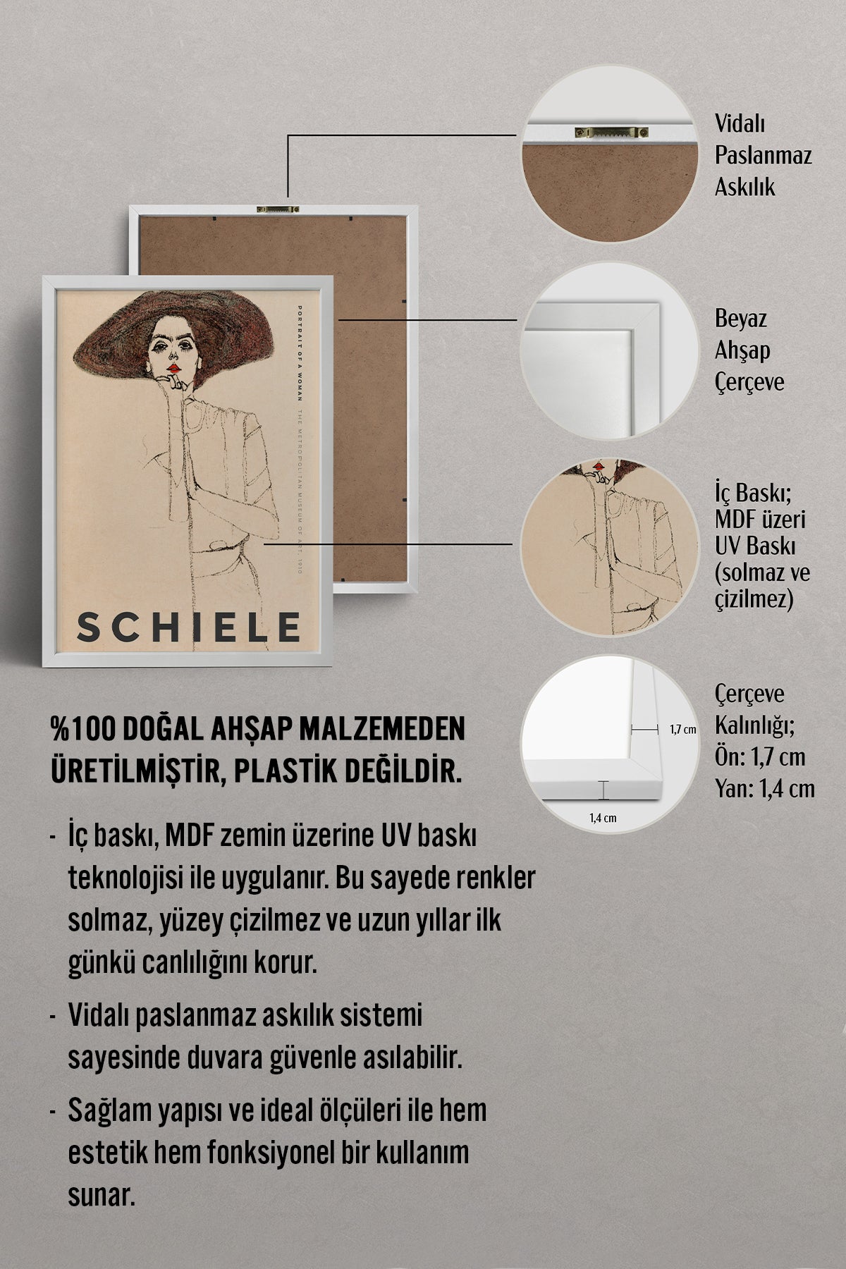 HOMEPACK Ahşap Çerçeveli Tablo Çerçeveli Poster Sanatsal Modern Duvar Dekoru BEK-8397