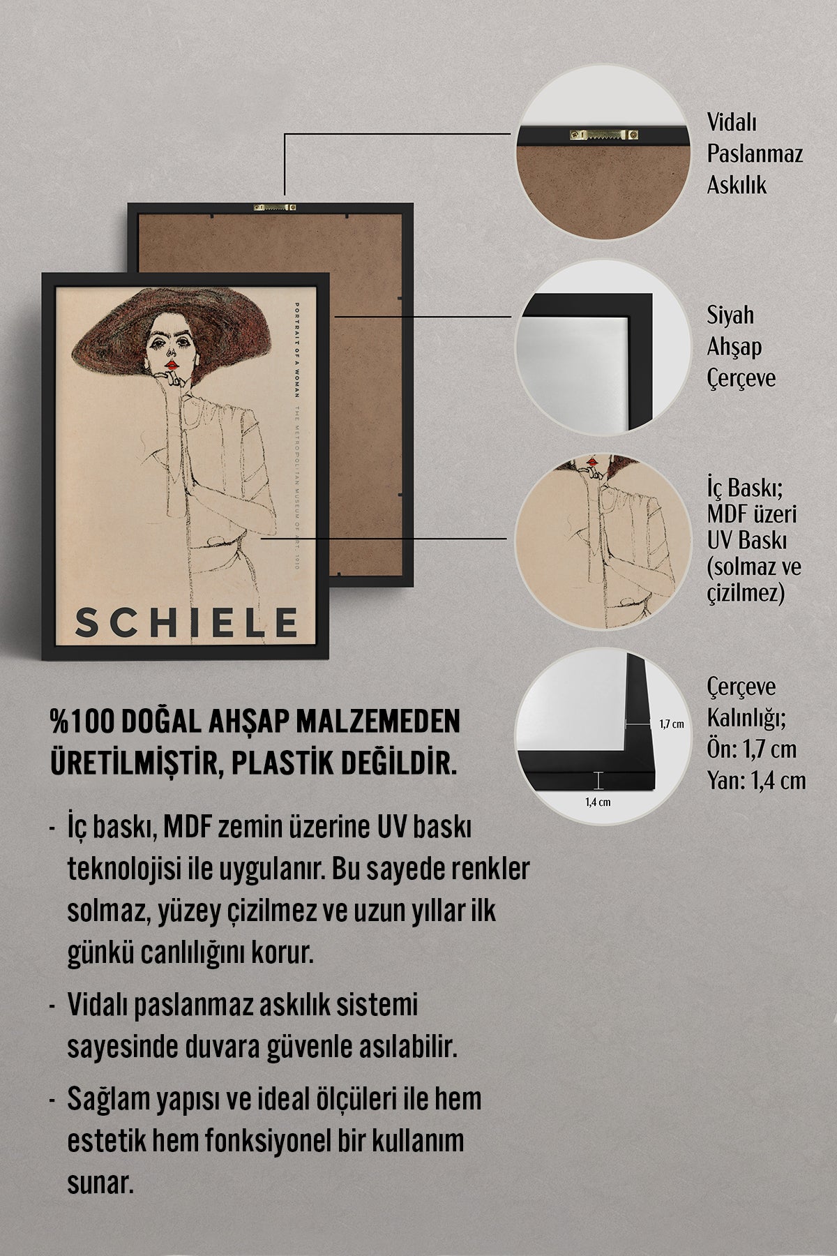 HOMEPACK Ahşap Çerçeveli Tablo Çerçeveli Poster Sanatsal Modern Duvar Dekoru BEK-8397