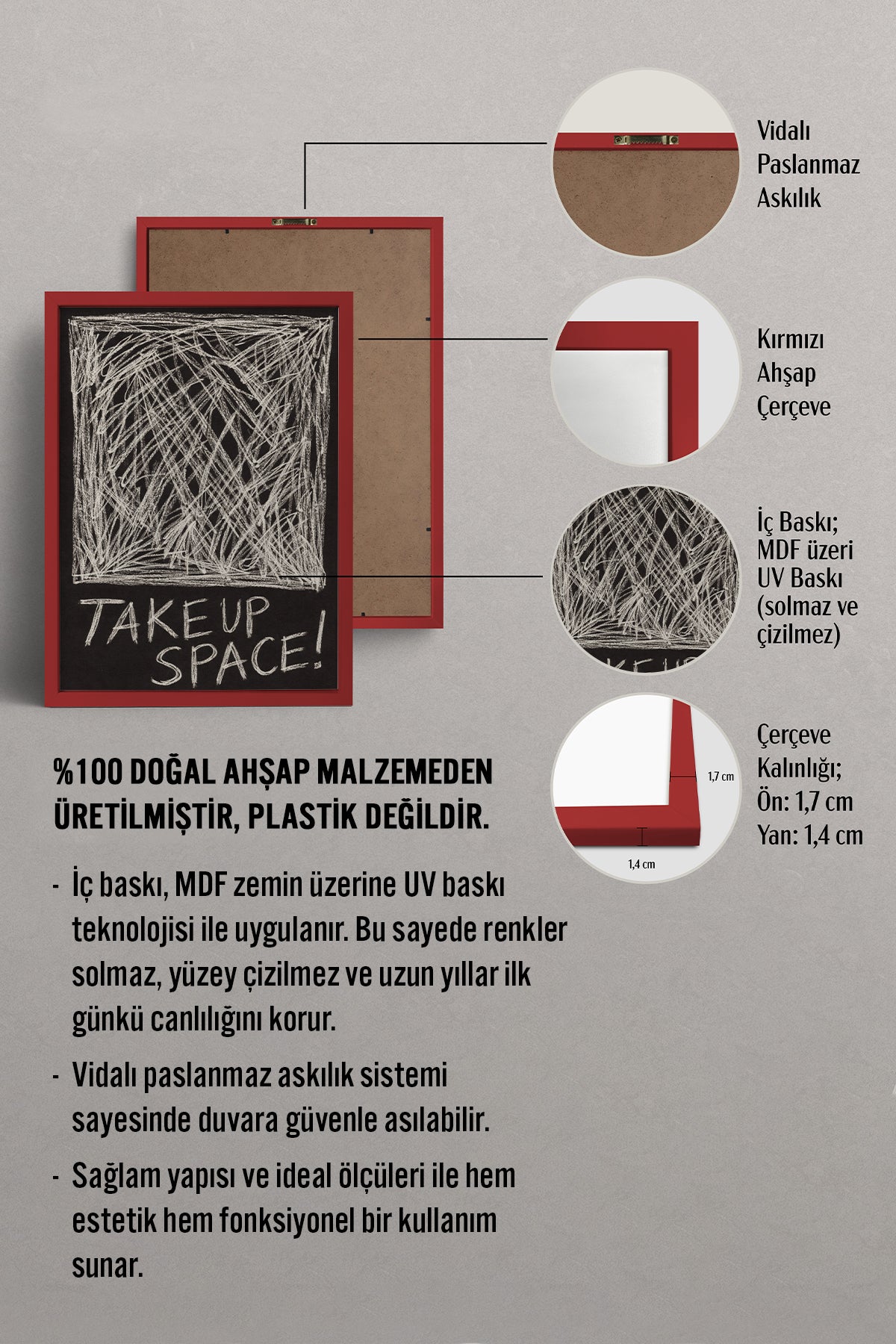 HOMEPACK Ahşap Çerçeveli Tablo Çerçeveli Poster Sanatsal Modern Duvar Dekoru BEK-8398