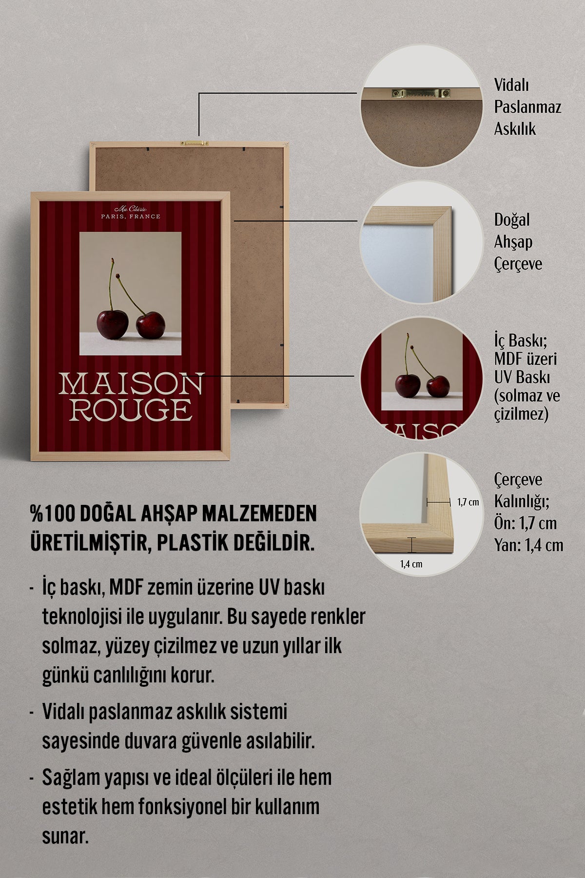 HOMEPACK Ahşap Çerçeveli Tablo Çerçeveli Poster Sanatsal Modern Duvar Dekoru BEK-8399