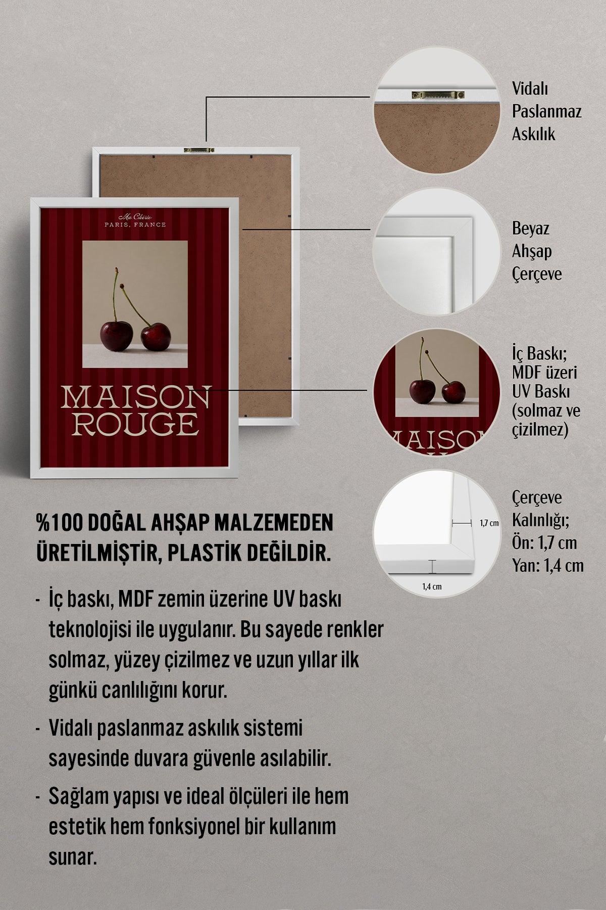HOMEPACK Ahşap Çerçeveli Tablo Çerçeveli Poster Sanatsal Modern Duvar Dekoru BEK-8399