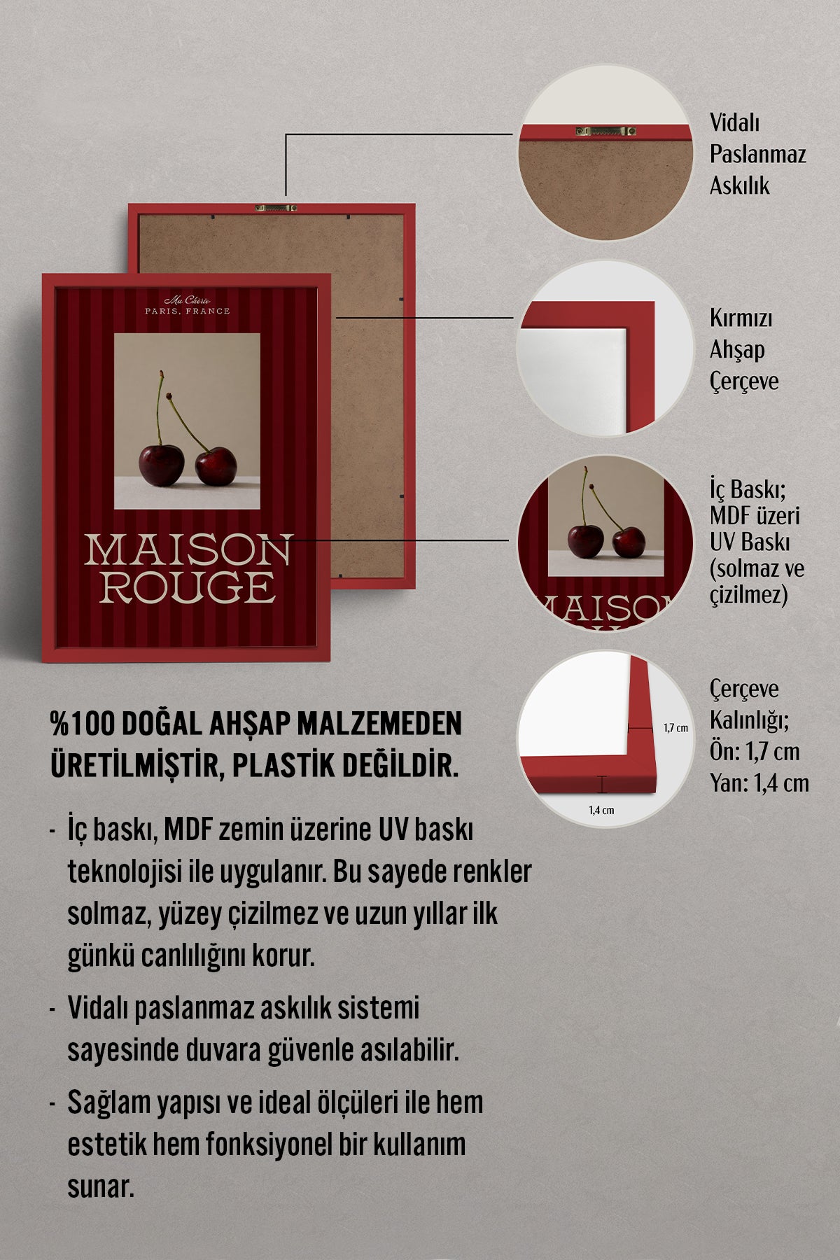 HOMEPACK Ahşap Çerçeveli Tablo Çerçeveli Poster Sanatsal Modern Duvar Dekoru BEK-8399