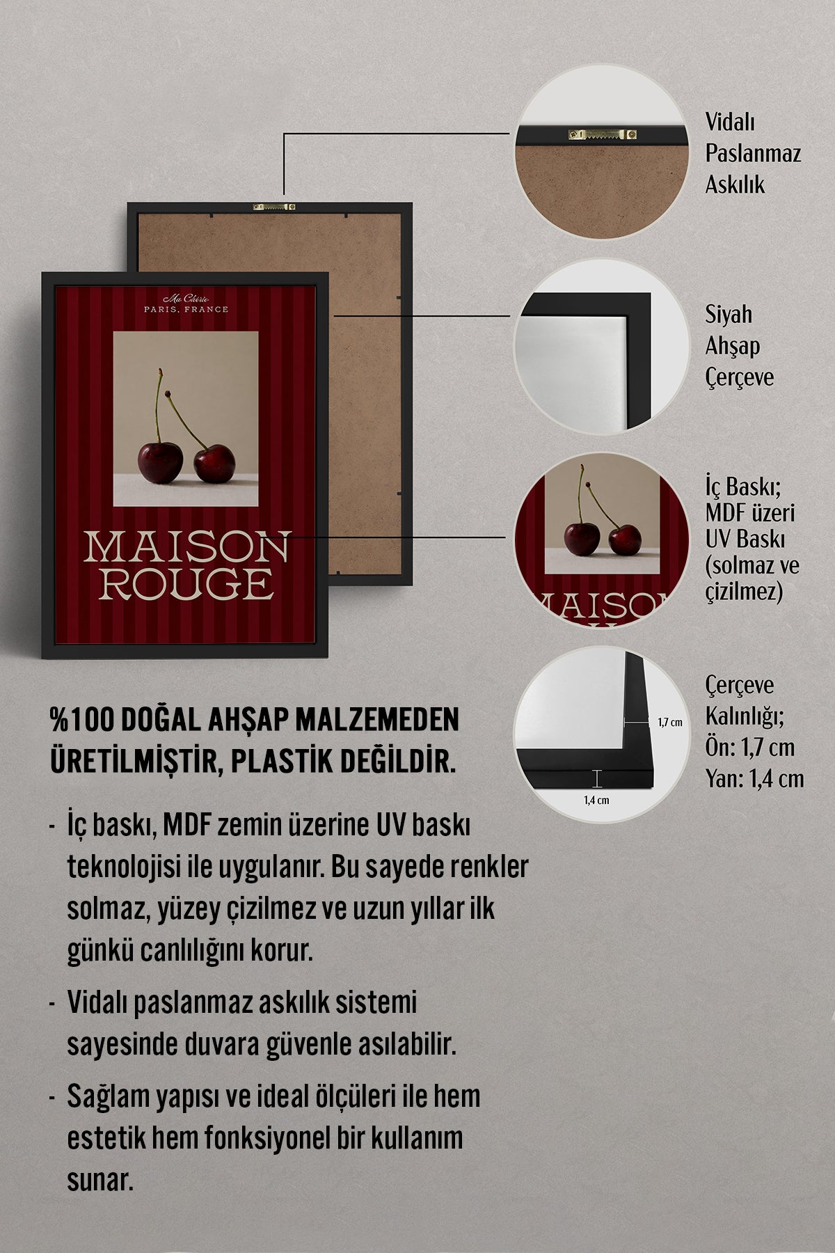 HOMEPACK Ahşap Çerçeveli Tablo Çerçeveli Poster Sanatsal Modern Duvar Dekoru BEK-8399
