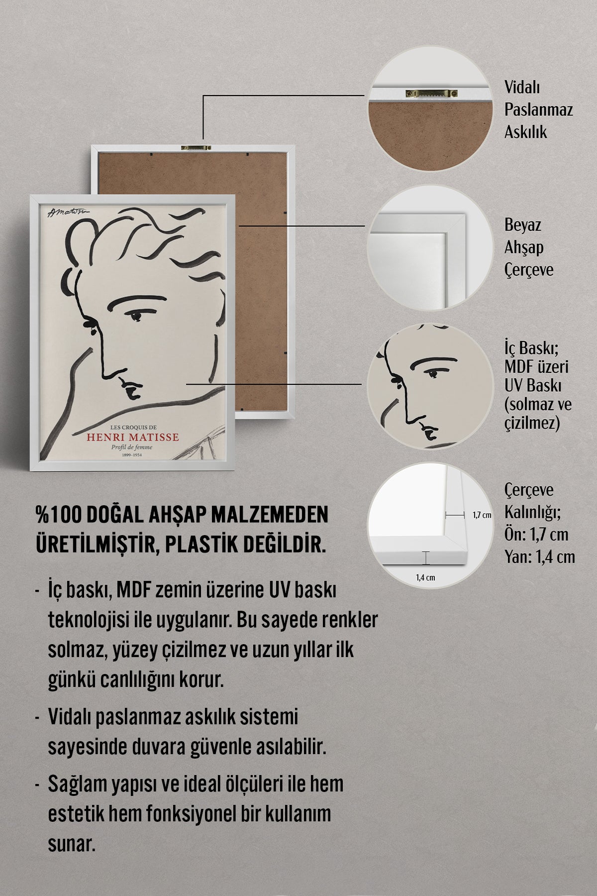 HOMEPACK Ahşap Çerçeveli Tablo Çerçeveli Poster Sanatsal Modern Duvar Dekoru BEK-8400