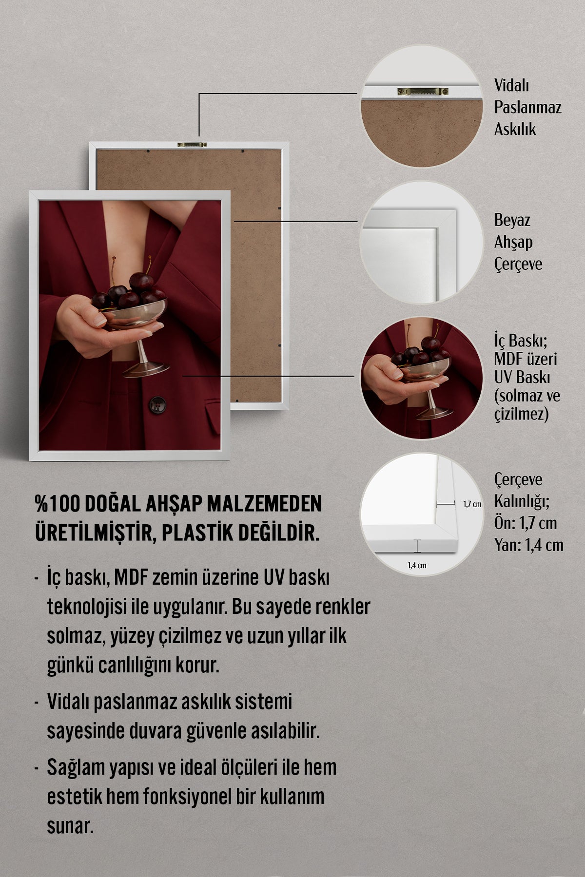 HOMEPACK Ahşap Çerçeveli Tablo Çerçeveli Poster Sanatsal Modern Duvar Dekoru BEK-8401