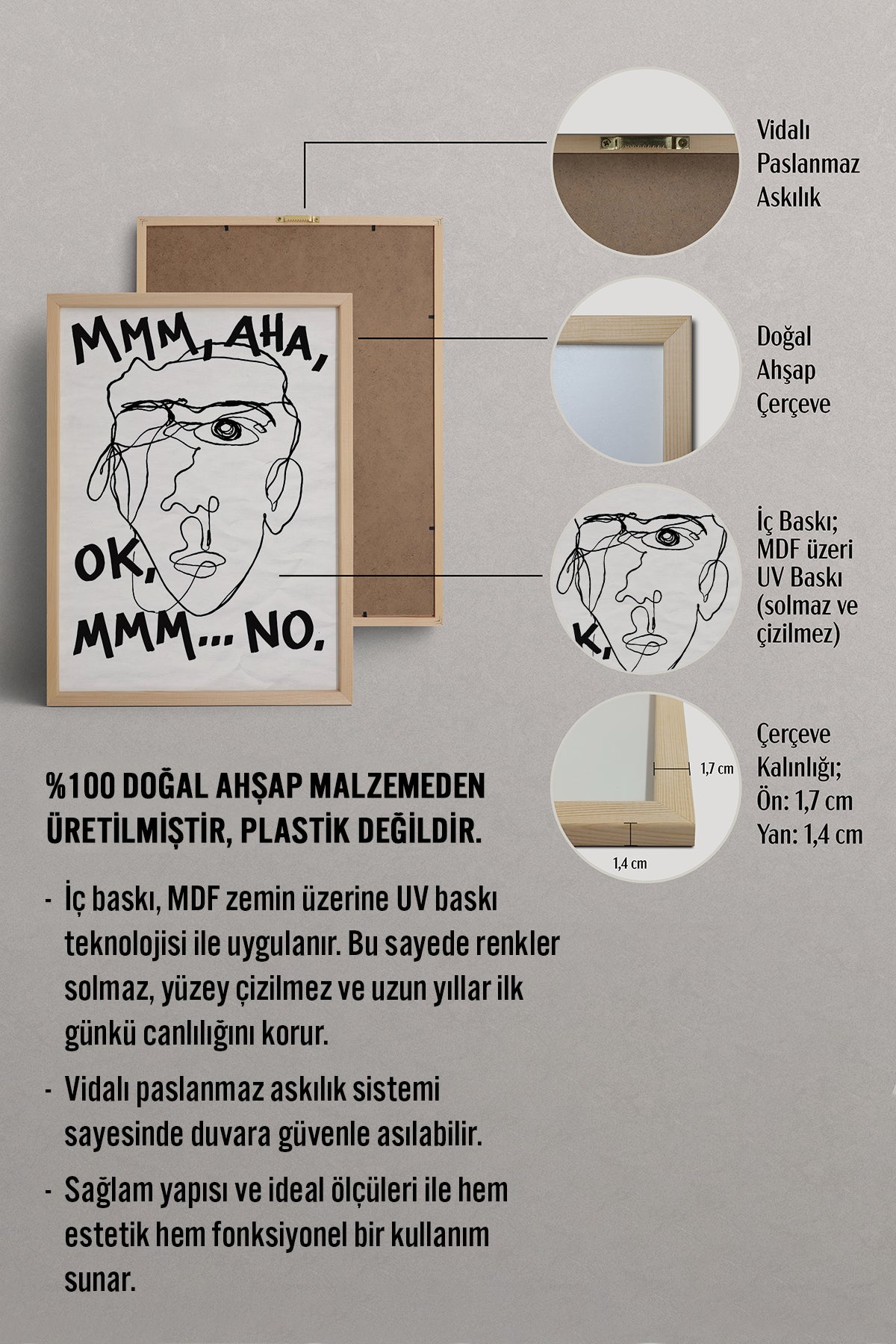 HOMEPACK Ahşap Çerçeveli Tablo Çerçeveli Poster Sanatsal Modern Duvar Dekoru BEK-8402