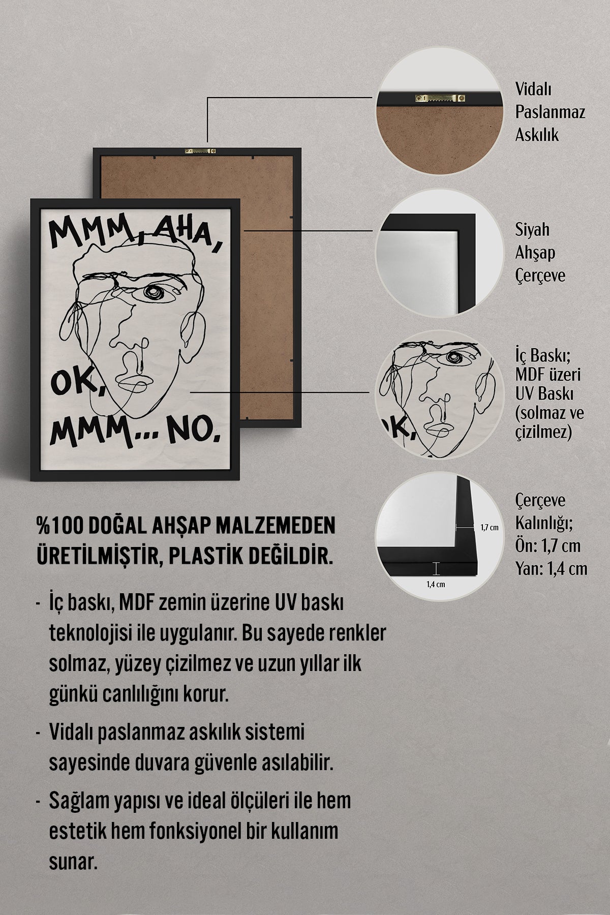 HOMEPACK Ahşap Çerçeveli Tablo Çerçeveli Poster Sanatsal Modern Duvar Dekoru BEK-8402