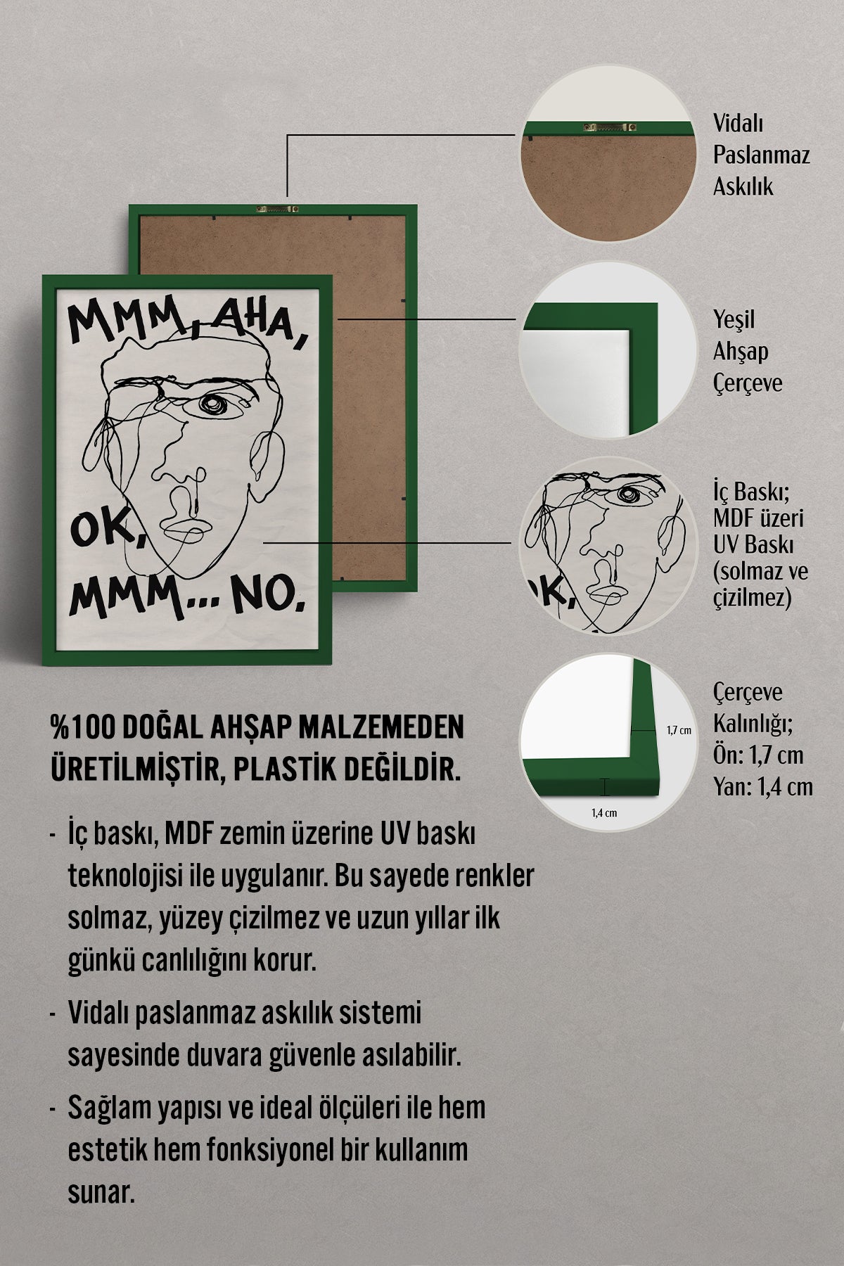 HOMEPACK Ahşap Çerçeveli Tablo Çerçeveli Poster Sanatsal Modern Duvar Dekoru BEK-8402