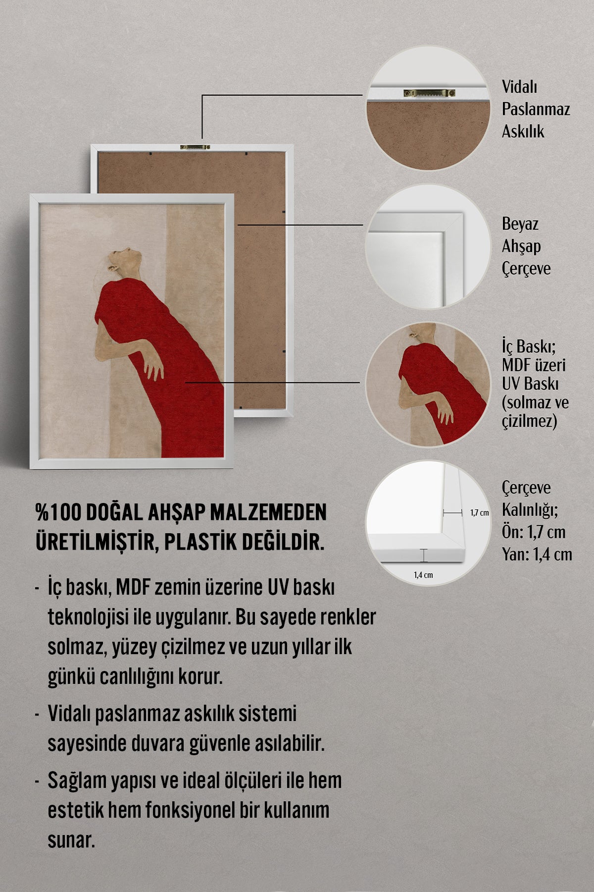 HOMEPACK Ahşap Çerçeveli Tablo Çerçeveli Poster Sanatsal Modern Duvar Dekoru BEK-8404