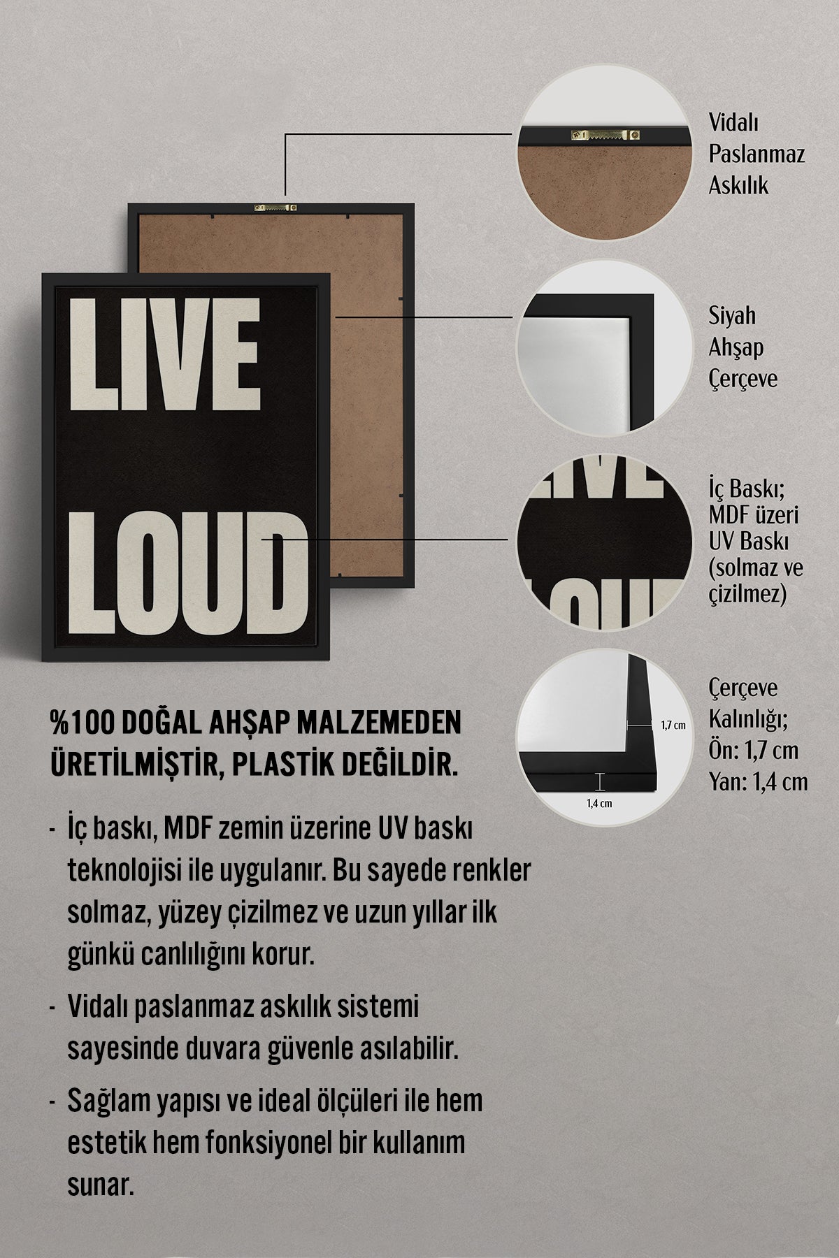HOMEPACK Ahşap Çerçeveli Tablo Çerçeveli Poster Sanatsal Modern Duvar Dekoru BEK-8405