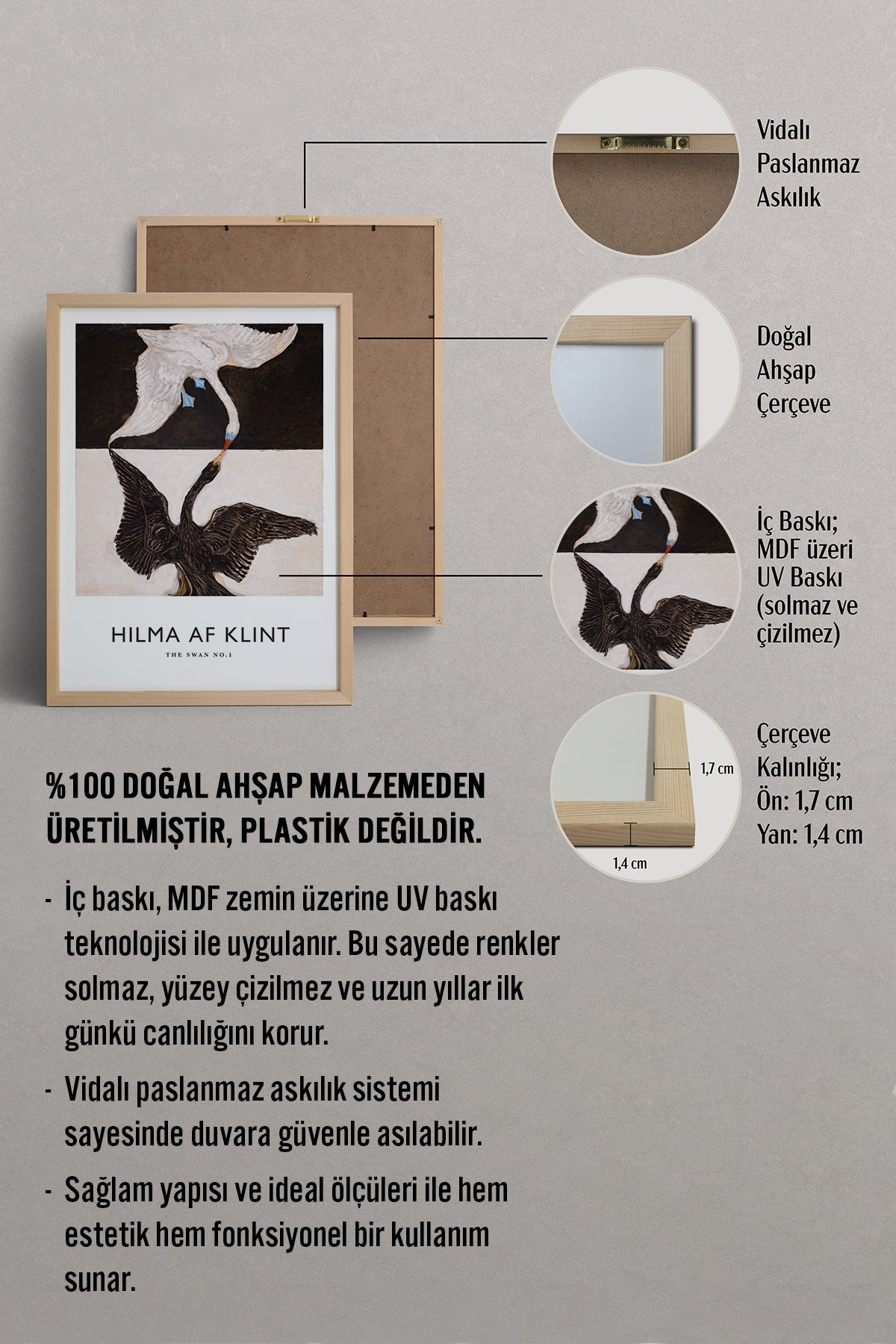 HOMEPACK Ahşap Çerçeveli Tablo Çerçeveli Poster Sanatsal Modern Duvar Dekoru BEK-8406