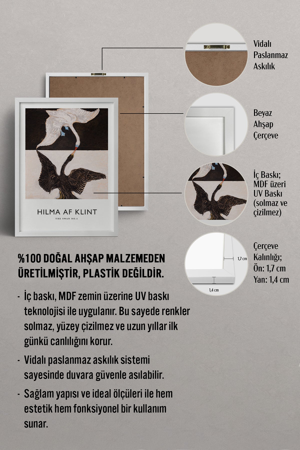 HOMEPACK Ahşap Çerçeveli Tablo Çerçeveli Poster Sanatsal Modern Duvar Dekoru BEK-8406