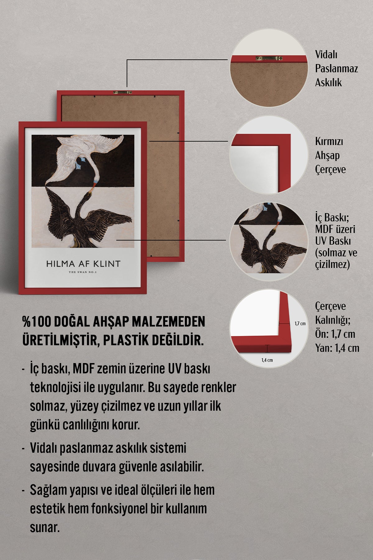 HOMEPACK Ahşap Çerçeveli Tablo Çerçeveli Poster Sanatsal Modern Duvar Dekoru BEK-8406