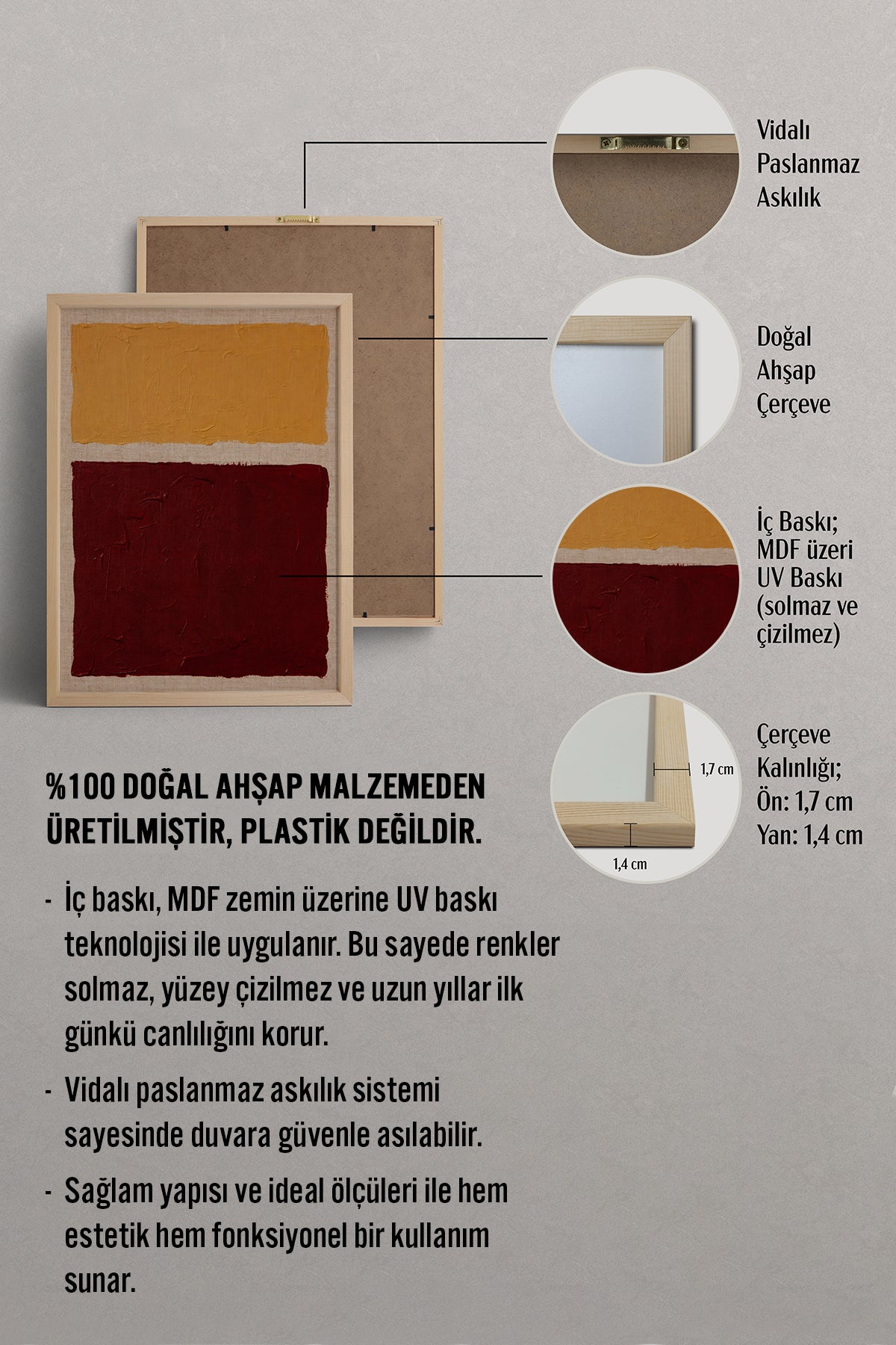 HOMEPACK Ahşap Çerçeveli Tablo Çerçeveli Poster Sanatsal Modern Duvar Dekoru BEK-8407