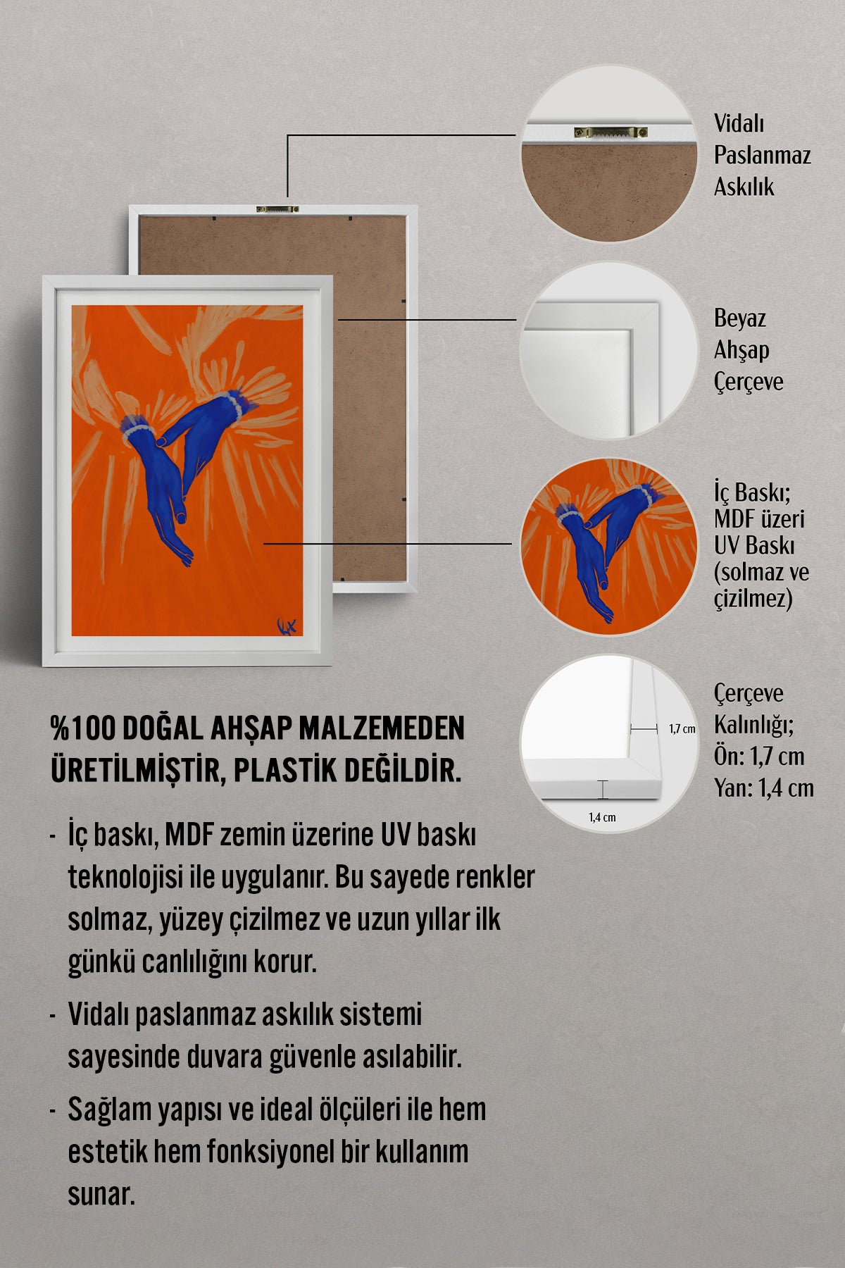 HOMEPACK Ahşap Çerçeveli Tablo Çerçeveli Poster Sanatsal Modern Duvar Dekoru BEK-8408