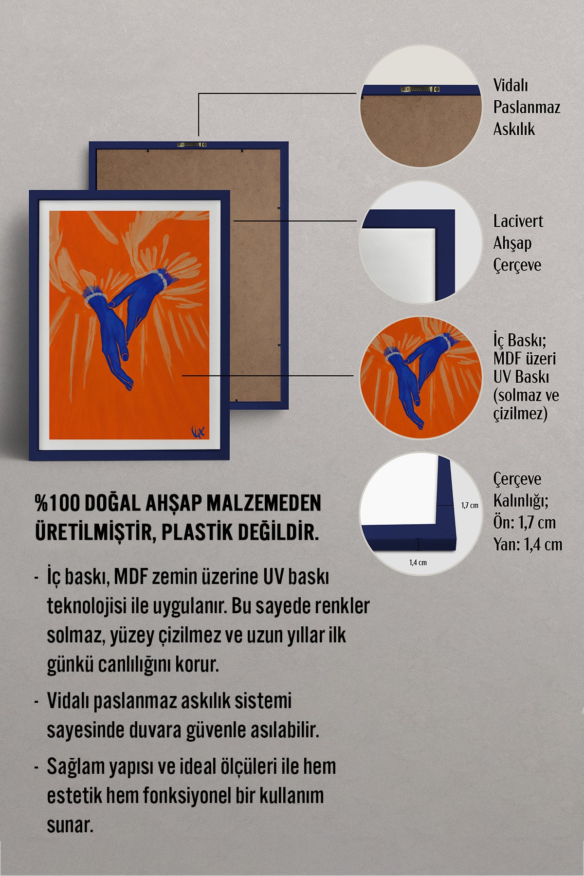 HOMEPACK Ahşap Çerçeveli Tablo Çerçeveli Poster Sanatsal Modern Duvar Dekoru BEK-8408