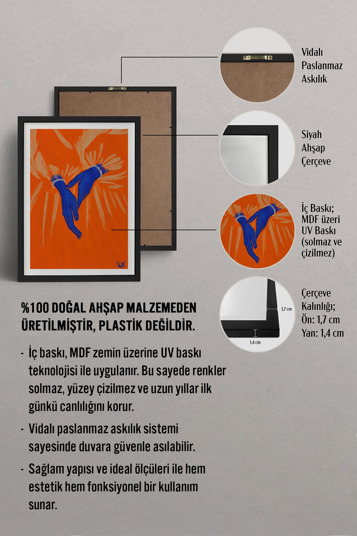 HOMEPACK Ahşap Çerçeveli Tablo Çerçeveli Poster Sanatsal Modern Duvar Dekoru BEK-8408