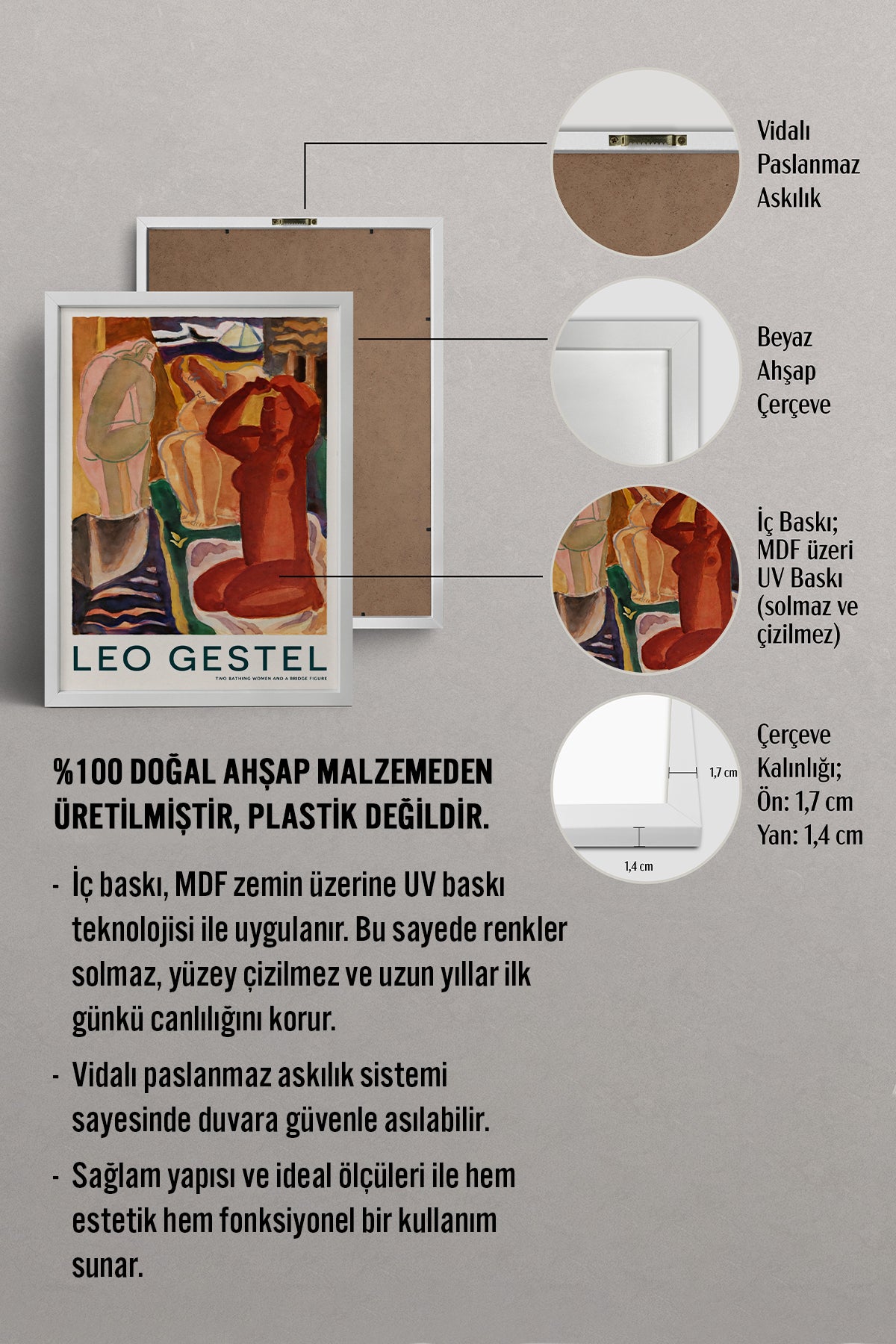 HOMEPACK Ahşap Çerçeveli Tablo Çerçeveli Poster Sanatsal Modern Duvar Dekoru BEK-8410