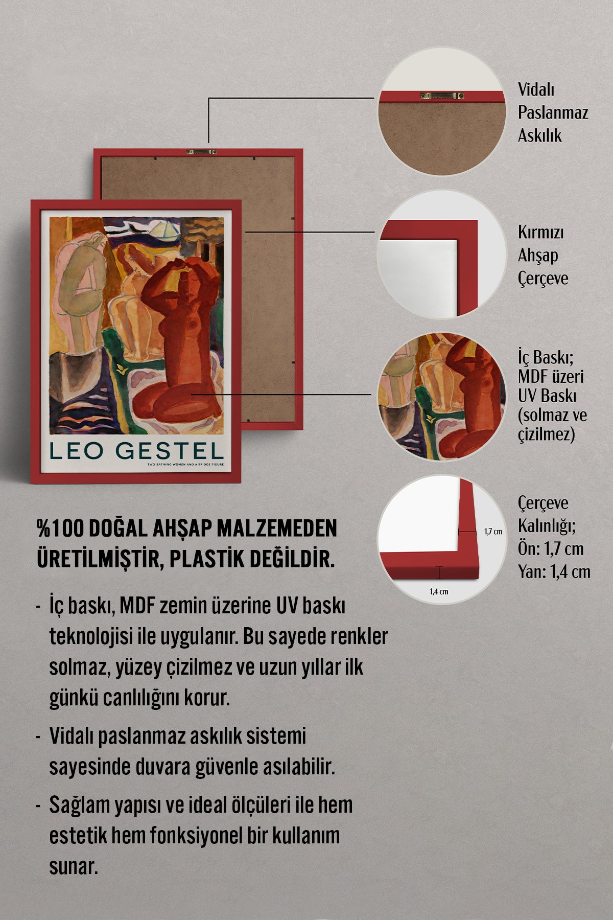 HOMEPACK Ahşap Çerçeveli Tablo Çerçeveli Poster Sanatsal Modern Duvar Dekoru BEK-8410