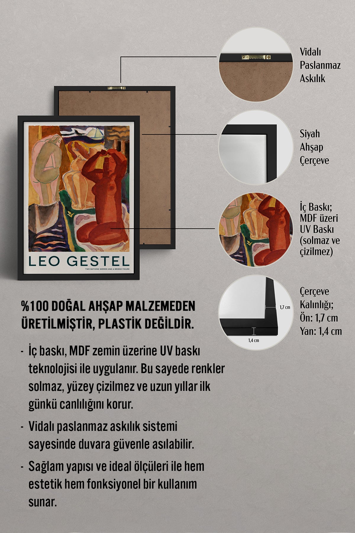 HOMEPACK Ahşap Çerçeveli Tablo Çerçeveli Poster Sanatsal Modern Duvar Dekoru BEK-8410
