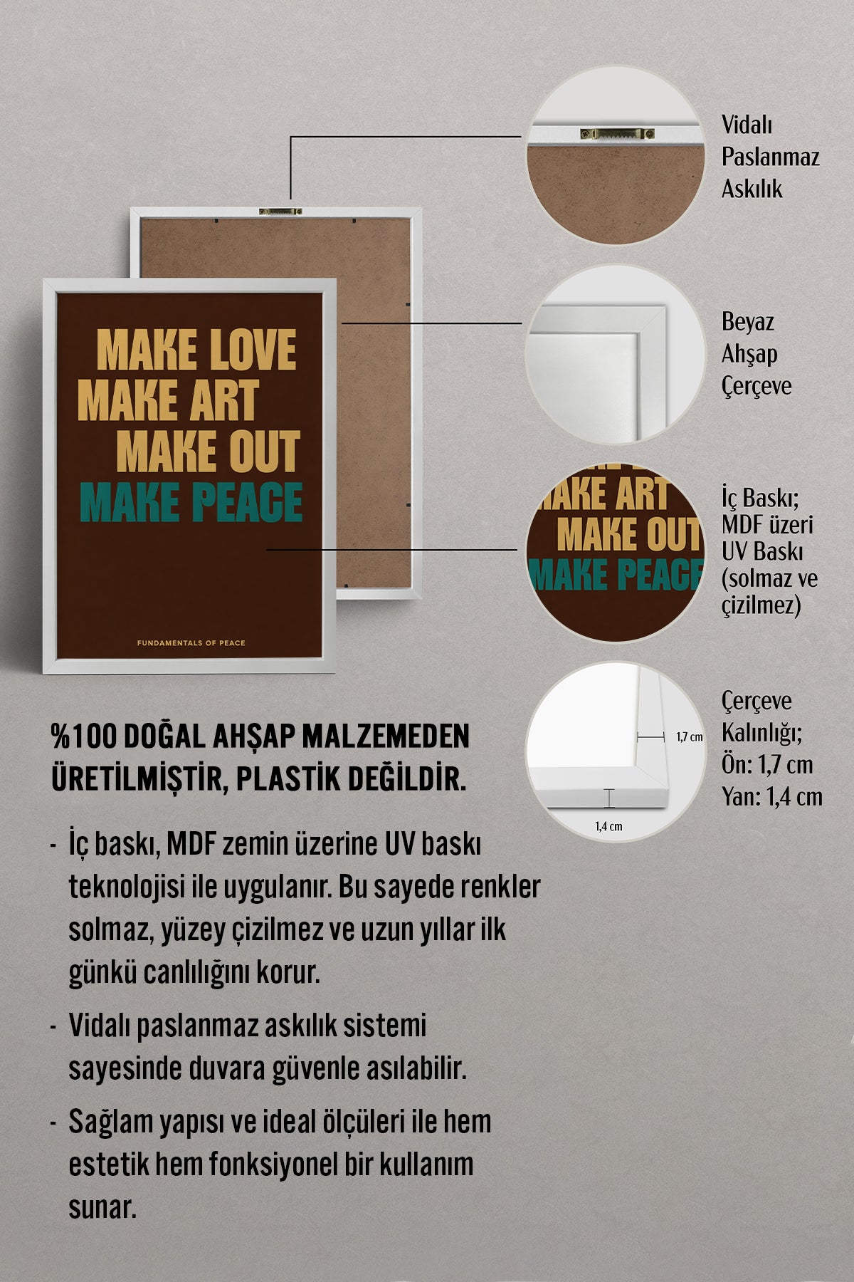 HOMEPACK Ahşap Çerçeveli Tablo Çerçeveli Poster Sanatsal Modern Duvar Dekoru BEK-8411