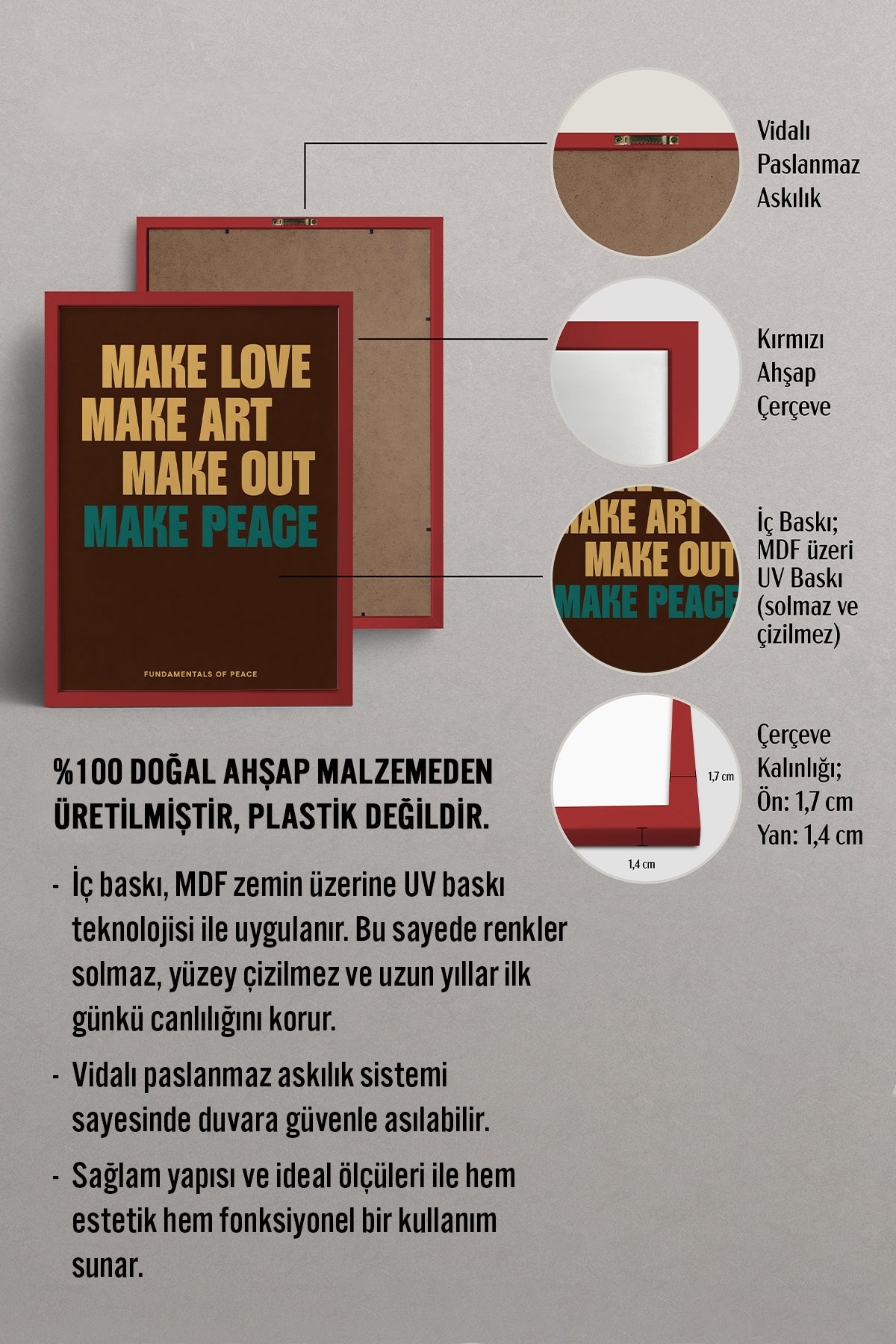HOMEPACK Ahşap Çerçeveli Tablo Çerçeveli Poster Sanatsal Modern Duvar Dekoru BEK-8411