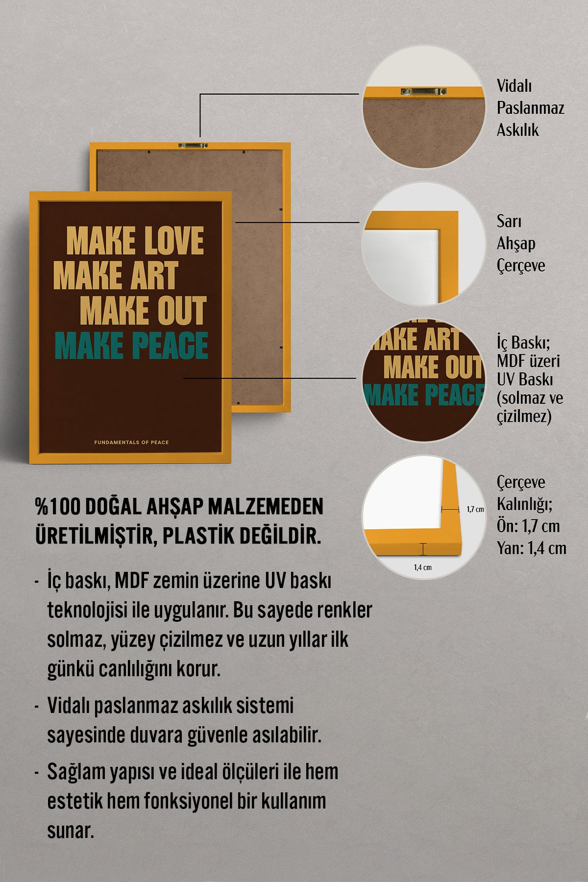 HOMEPACK Ahşap Çerçeveli Tablo Çerçeveli Poster Sanatsal Modern Duvar Dekoru BEK-8411