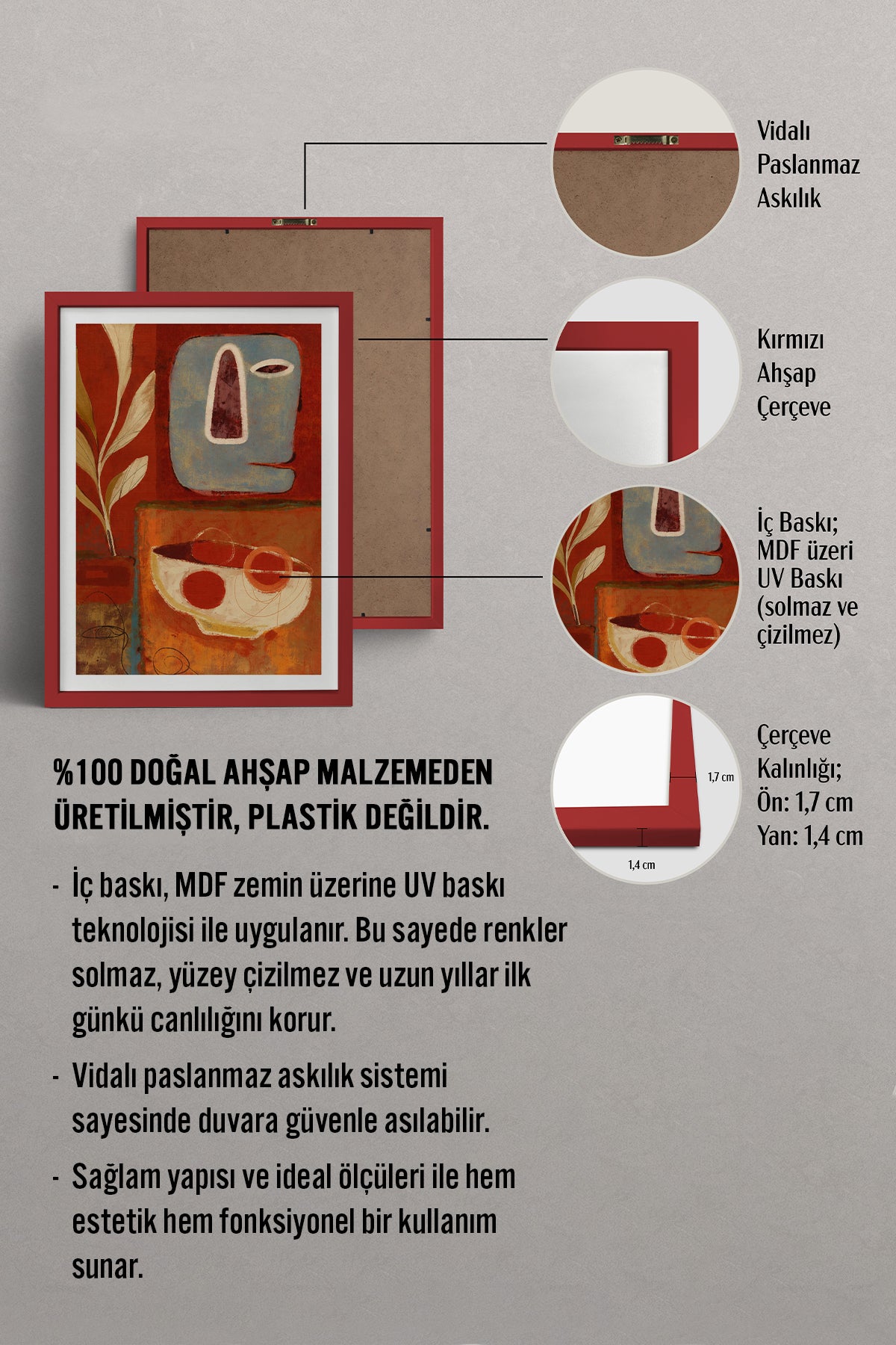 HOMEPACK Ahşap Çerçeveli Tablo Çerçeveli Poster Sanatsal Modern Duvar Dekoru BEK-8412