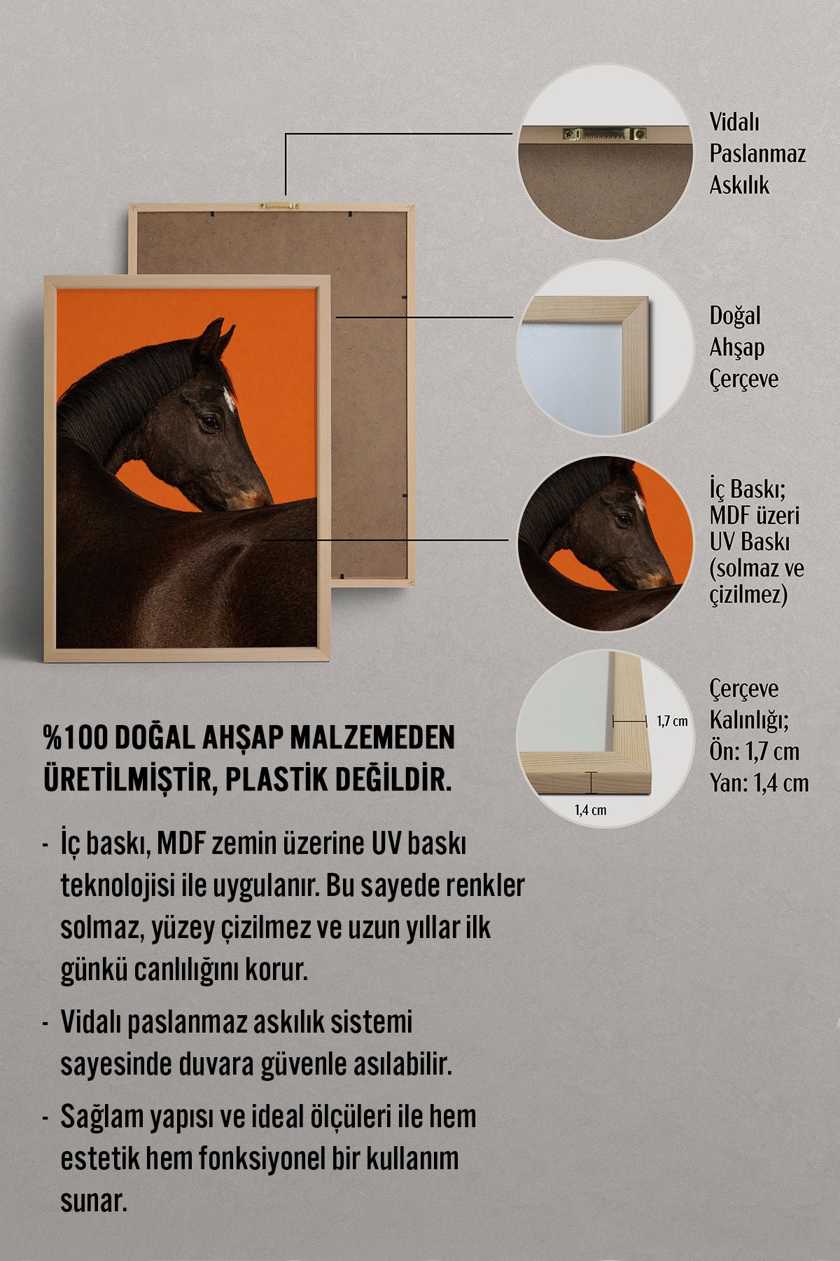 HOMEPACK Ahşap Çerçeveli Tablo Çerçeveli Poster Sanatsal Modern Duvar Dekoru BEK-8413