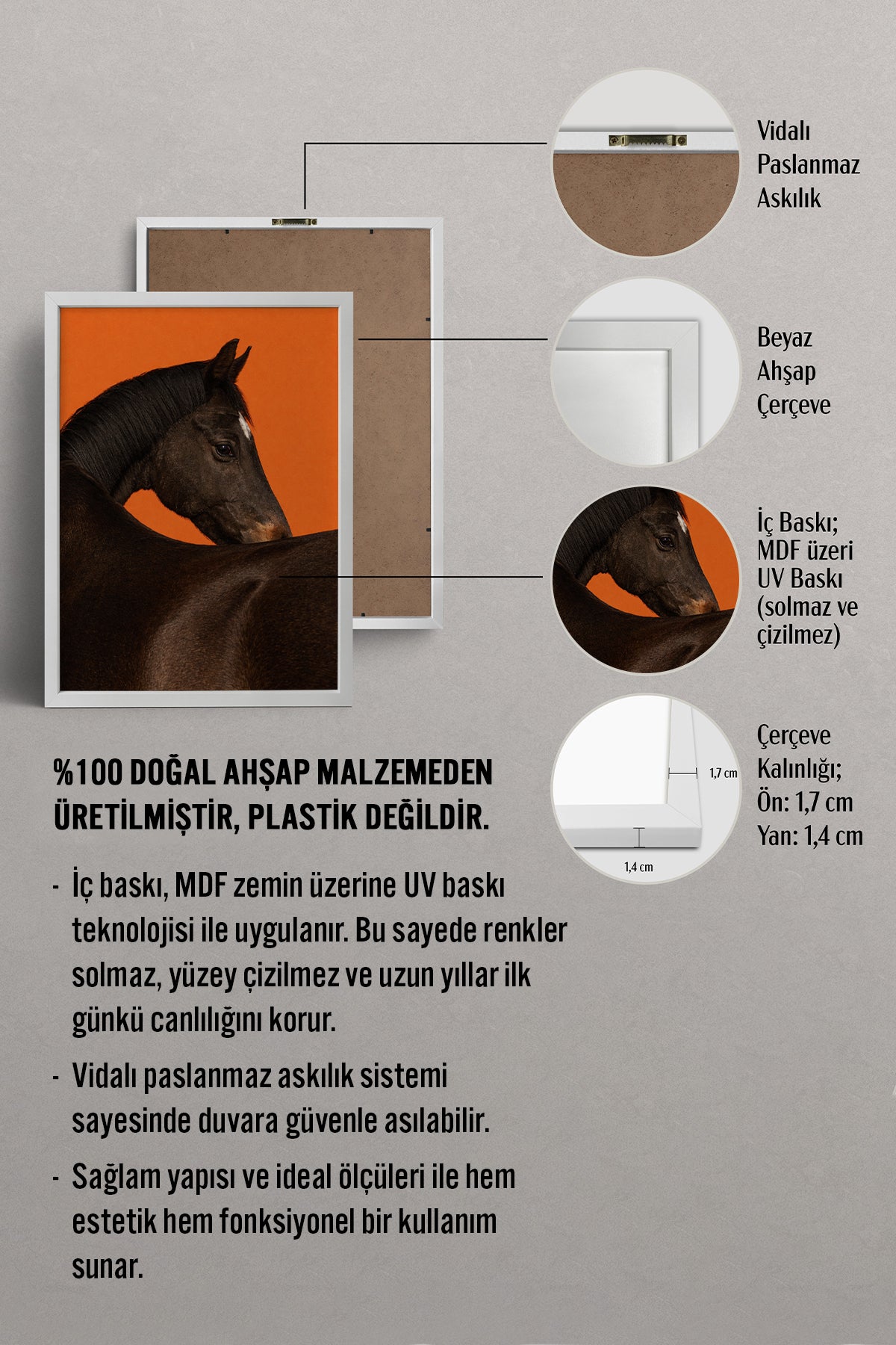 HOMEPACK Ahşap Çerçeveli Tablo Çerçeveli Poster Sanatsal Modern Duvar Dekoru BEK-8413