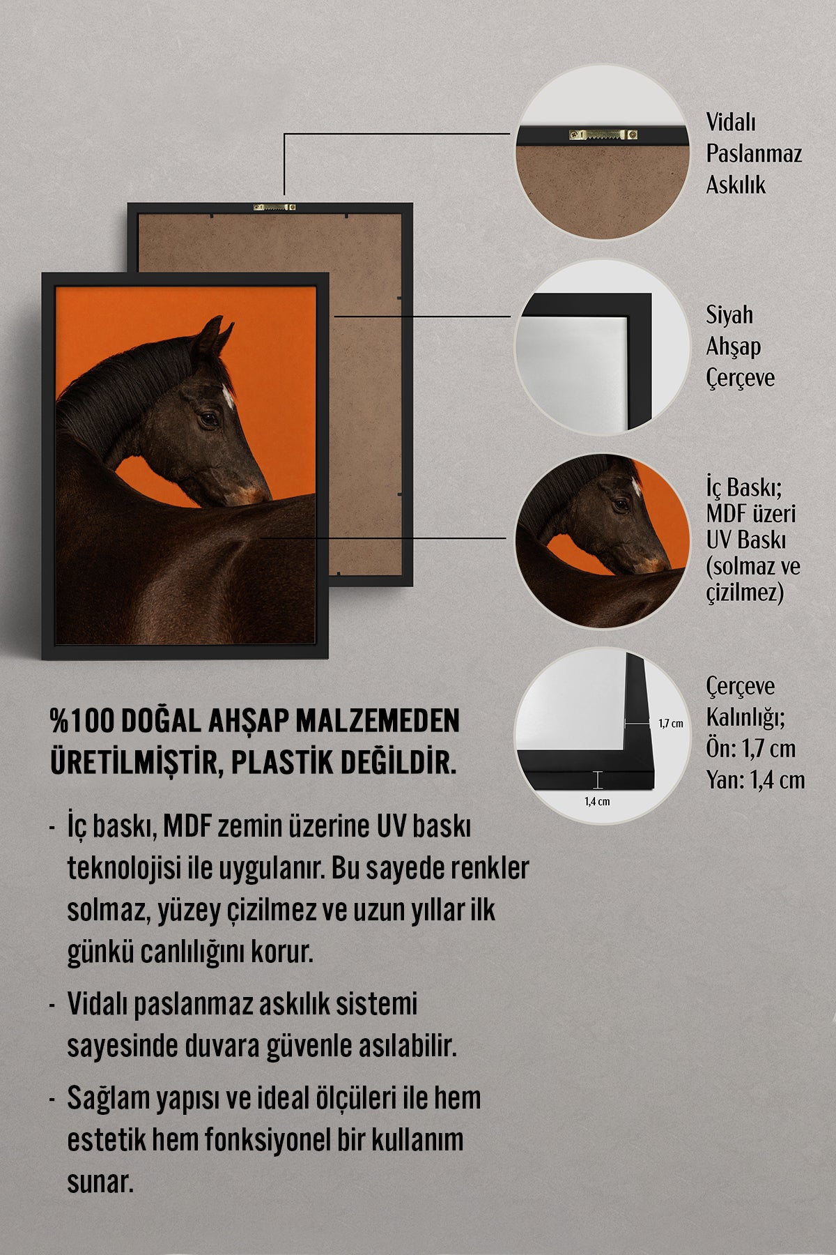 HOMEPACK Ahşap Çerçeveli Tablo Çerçeveli Poster Sanatsal Modern Duvar Dekoru BEK-8413