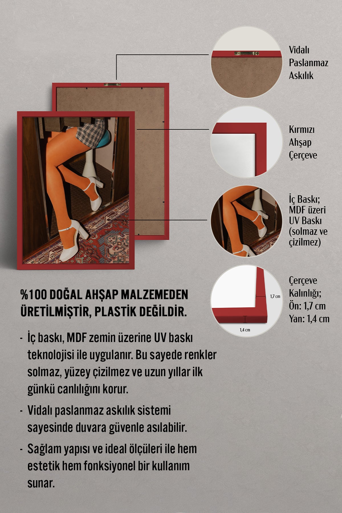 HOMEPACK Ahşap Çerçeveli Tablo Çerçeveli Poster Sanatsal Modern Duvar Dekoru BEK-8414