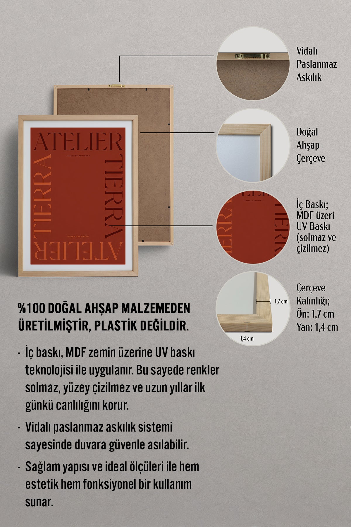 HOMEPACK Ahşap Çerçeveli Tablo Çerçeveli Poster Sanatsal Modern Duvar Dekoru BEK-8415