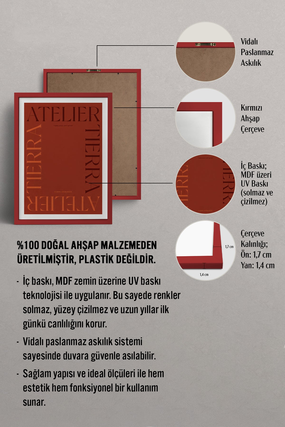 HOMEPACK Ahşap Çerçeveli Tablo Çerçeveli Poster Sanatsal Modern Duvar Dekoru BEK-8415