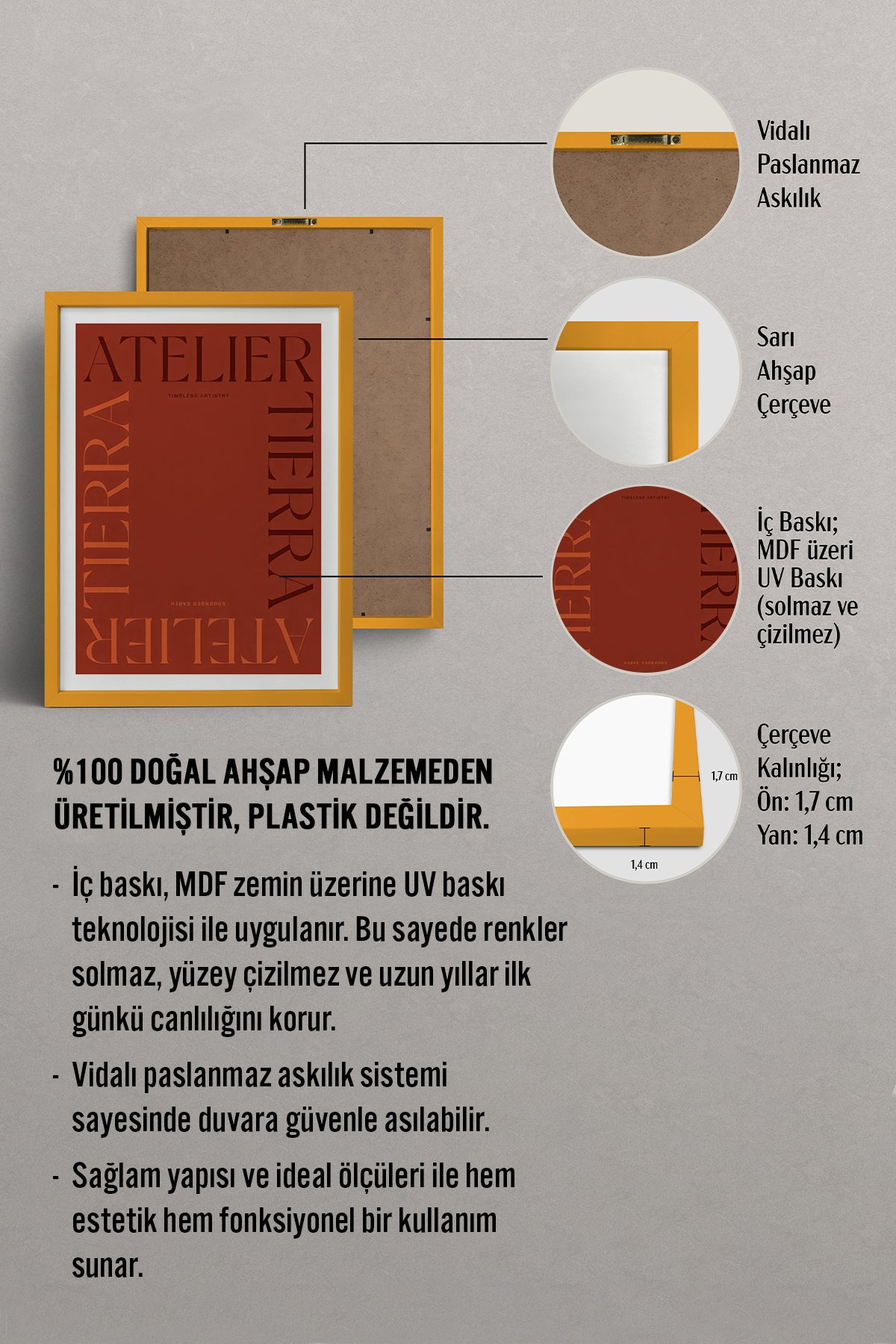 HOMEPACK Ahşap Çerçeveli Tablo Çerçeveli Poster Sanatsal Modern Duvar Dekoru BEK-8415