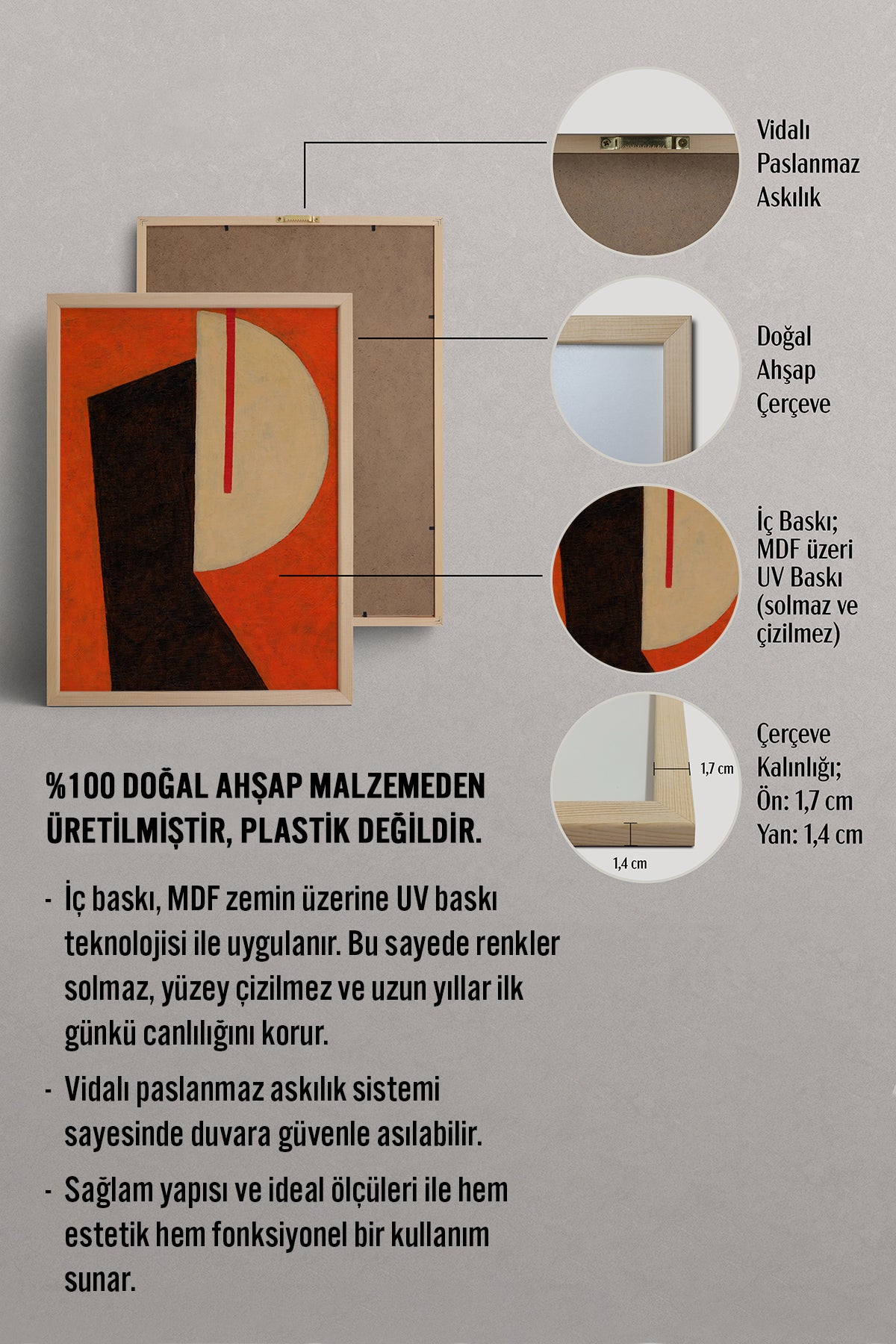 HOMEPACK Ahşap Çerçeveli Tablo Çerçeveli Poster Sanatsal Modern Duvar Dekoru BEK-8416