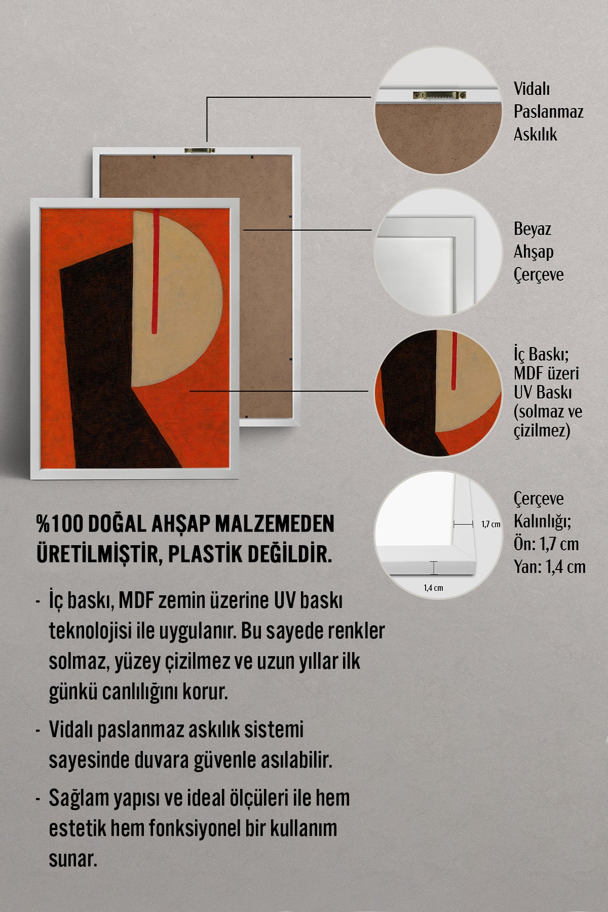 HOMEPACK Ahşap Çerçeveli Tablo Çerçeveli Poster Sanatsal Modern Duvar Dekoru BEK-8416