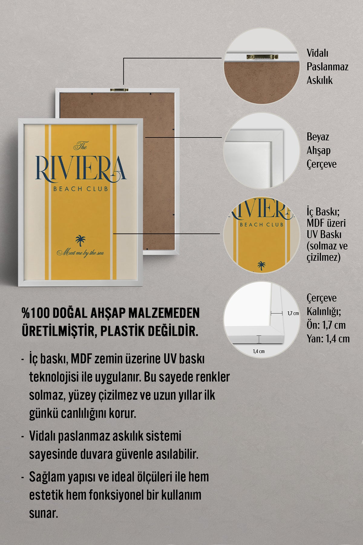 HOMEPACK Ahşap Çerçeveli Tablo Çerçeveli Poster Sanatsal Modern Duvar Dekoru BEK-8418