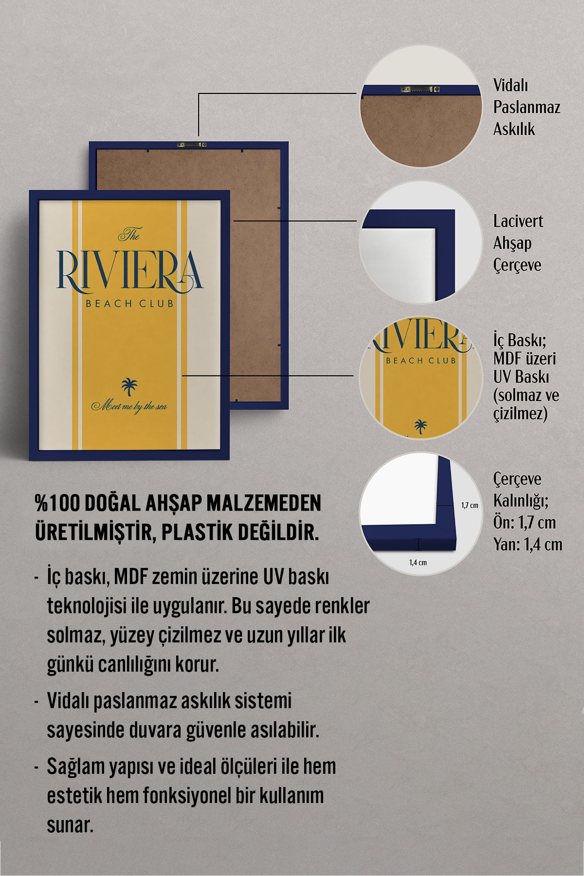 HOMEPACK Ahşap Çerçeveli Tablo Çerçeveli Poster Sanatsal Modern Duvar Dekoru BEK-8418