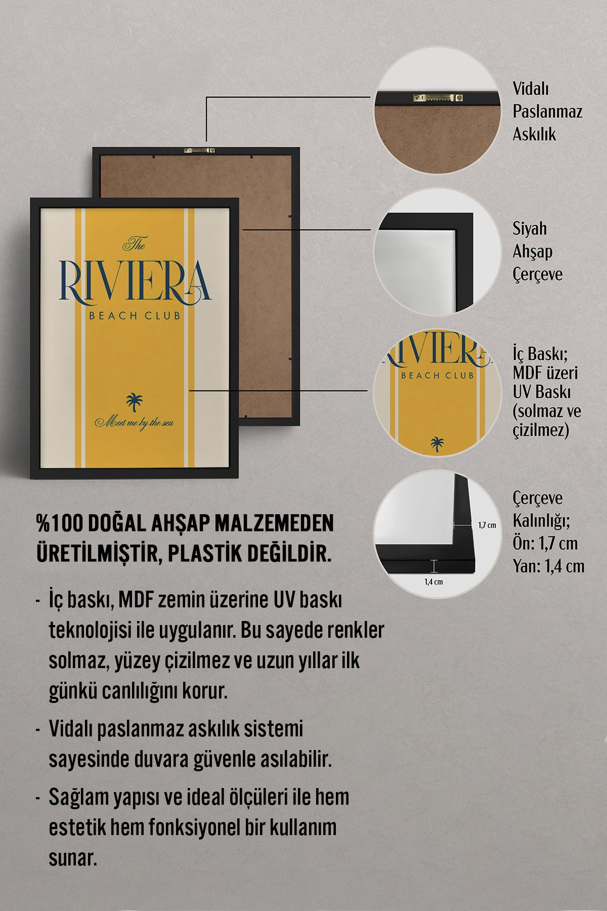 HOMEPACK Ahşap Çerçeveli Tablo Çerçeveli Poster Sanatsal Modern Duvar Dekoru BEK-8418