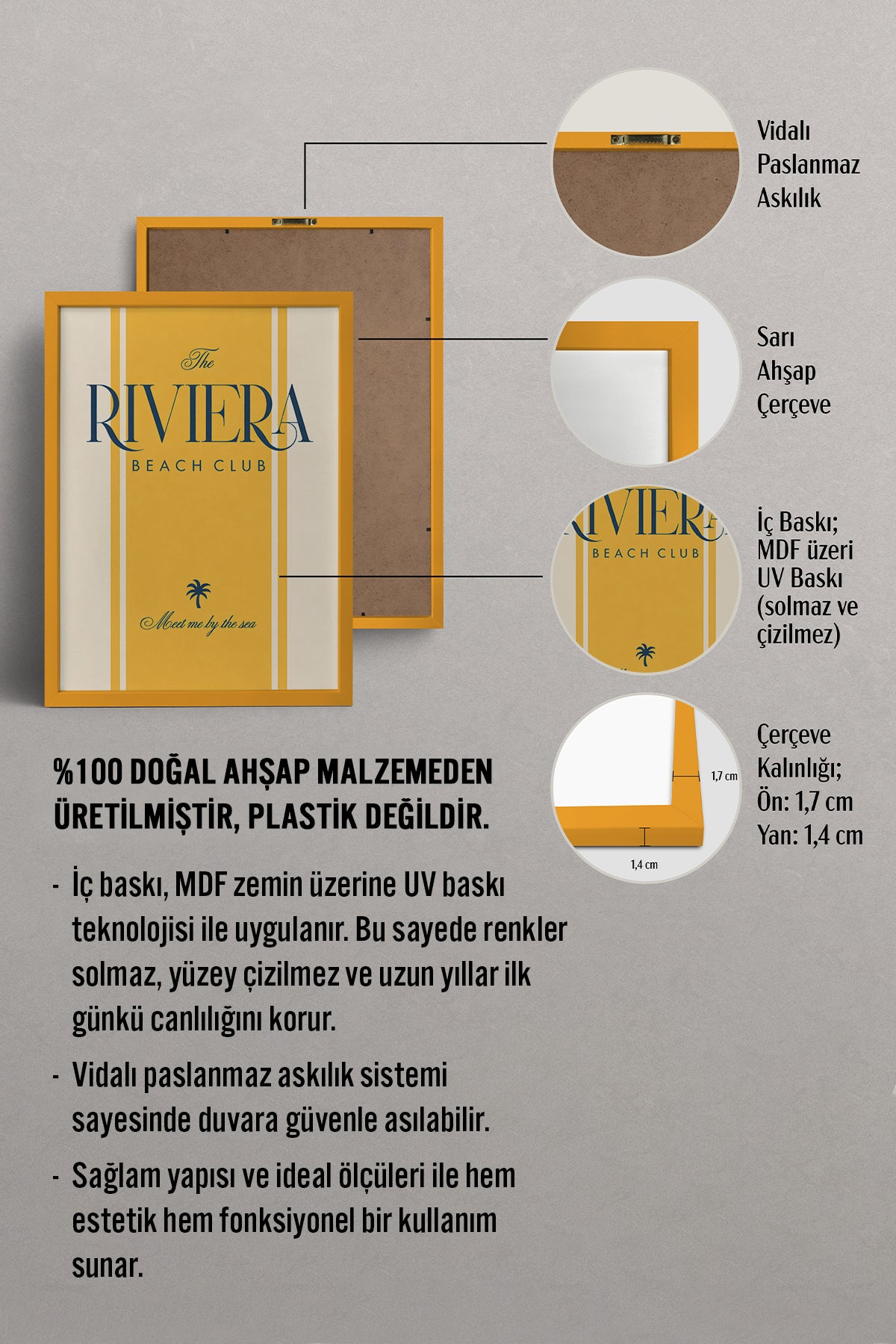 HOMEPACK Ahşap Çerçeveli Tablo Çerçeveli Poster Sanatsal Modern Duvar Dekoru BEK-8418