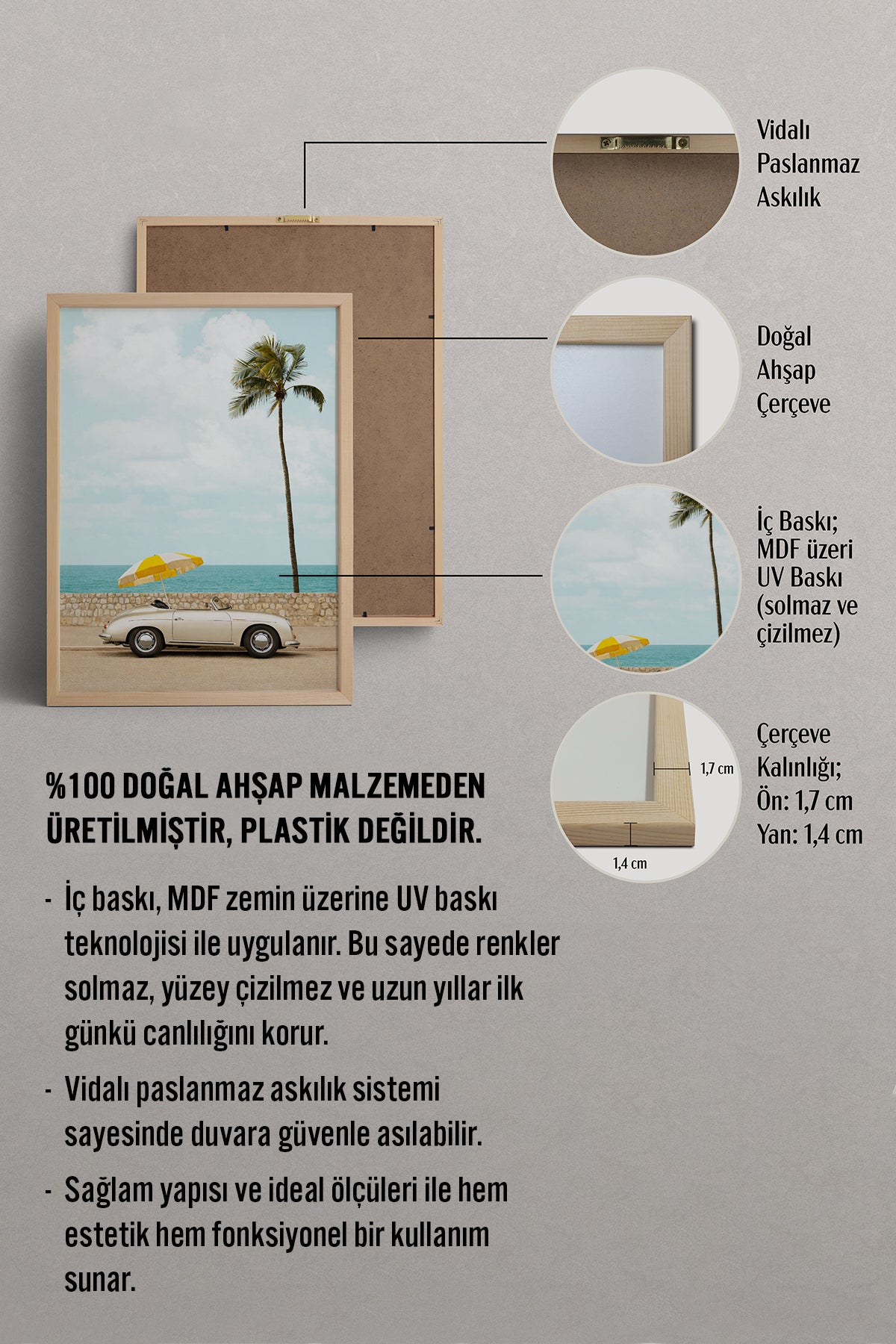 HOMEPACK Ahşap Çerçeveli Tablo Çerçeveli Poster Sanatsal Modern Duvar Dekoru BEK-8419