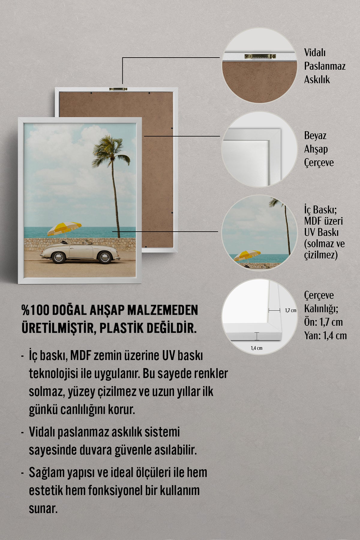 HOMEPACK Ahşap Çerçeveli Tablo Çerçeveli Poster Sanatsal Modern Duvar Dekoru BEK-8419