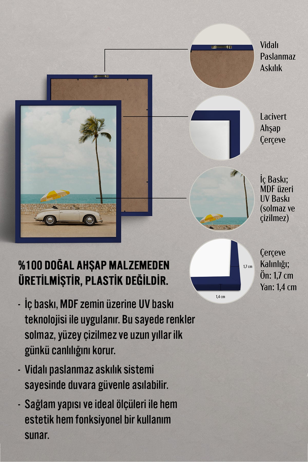 HOMEPACK Ahşap Çerçeveli Tablo Çerçeveli Poster Sanatsal Modern Duvar Dekoru BEK-8419